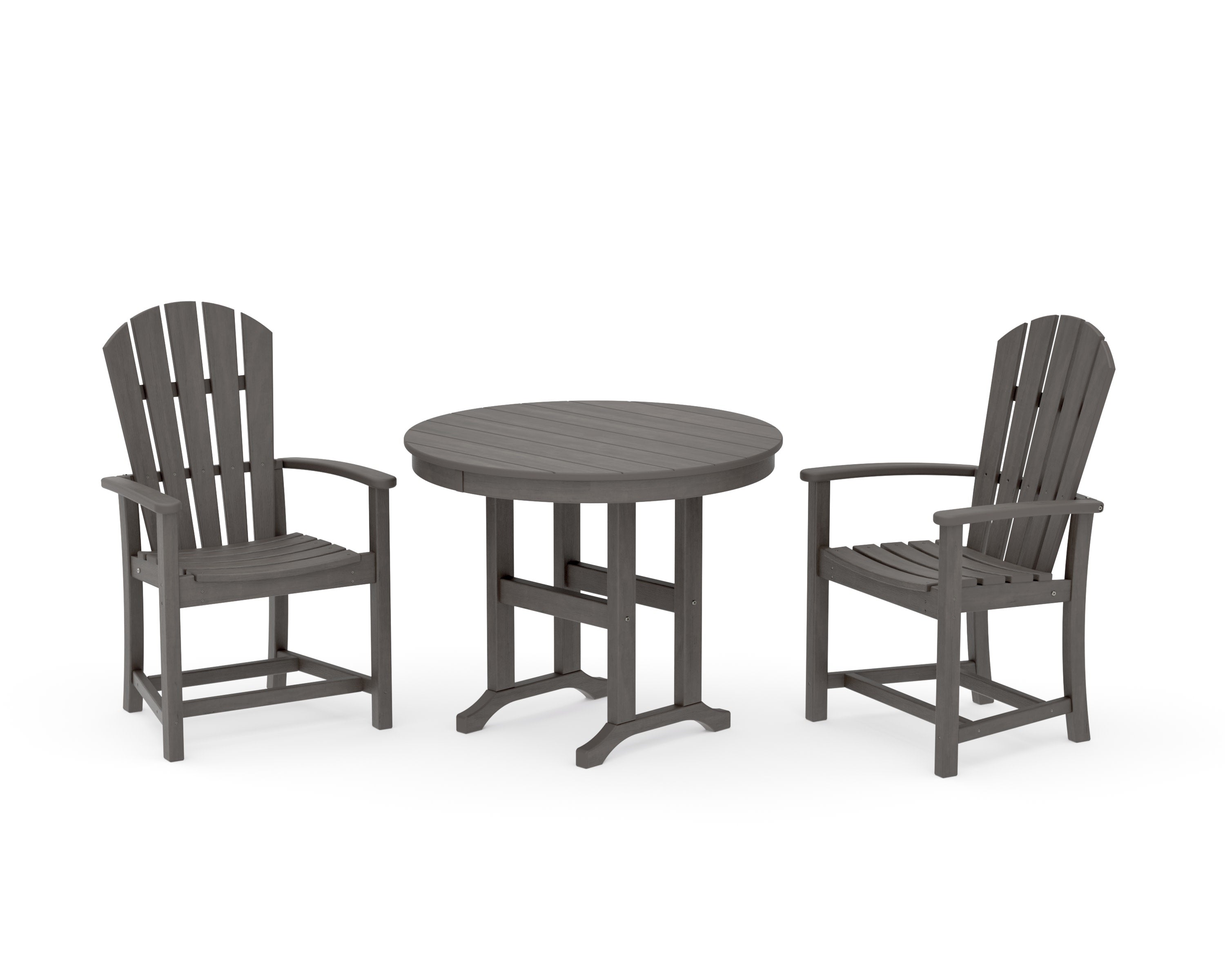 Palm Coast 3-Piece Round Farmhouse Dining Set in Driftwood