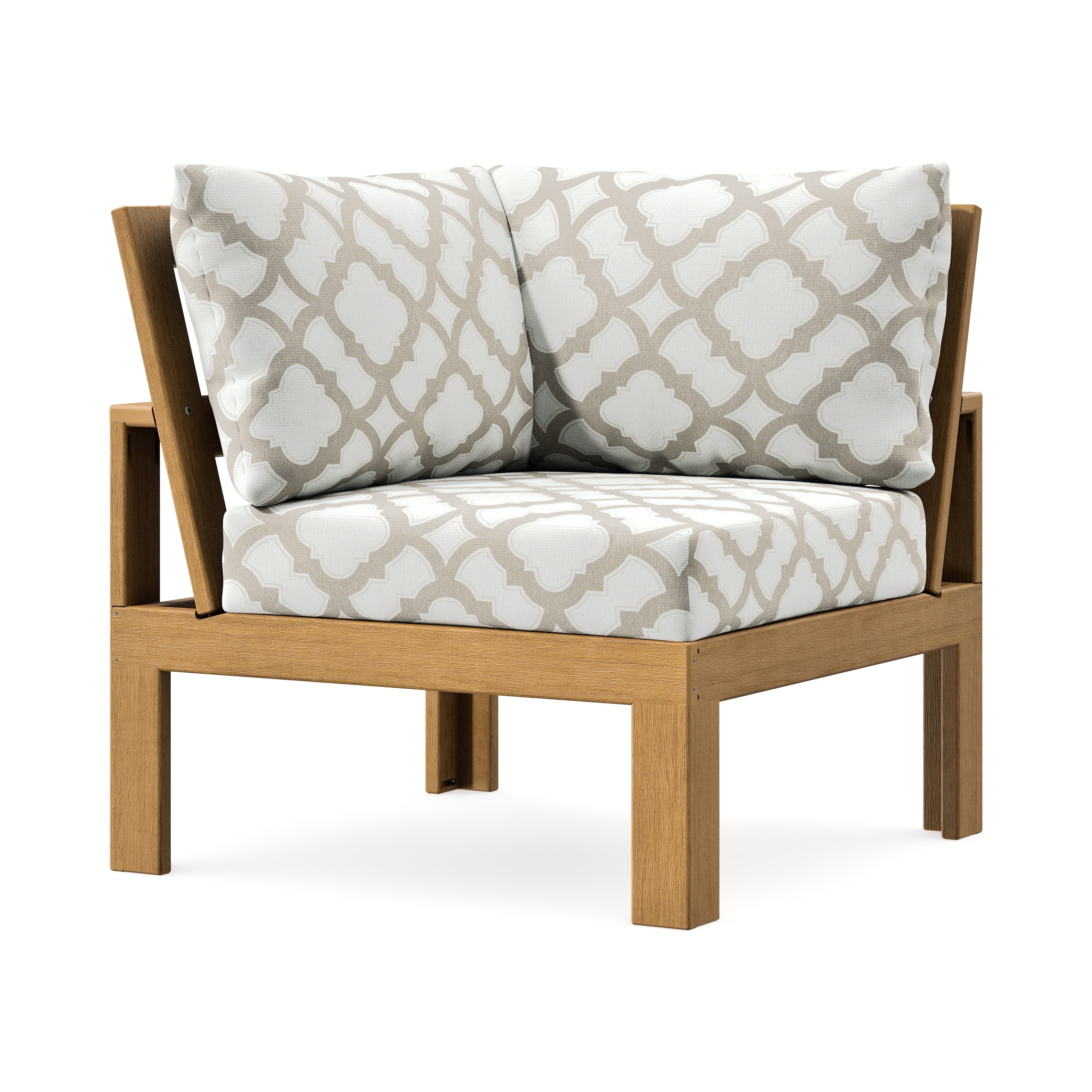 Modular Corner Chair in Natural / Trellis Dune Burlap