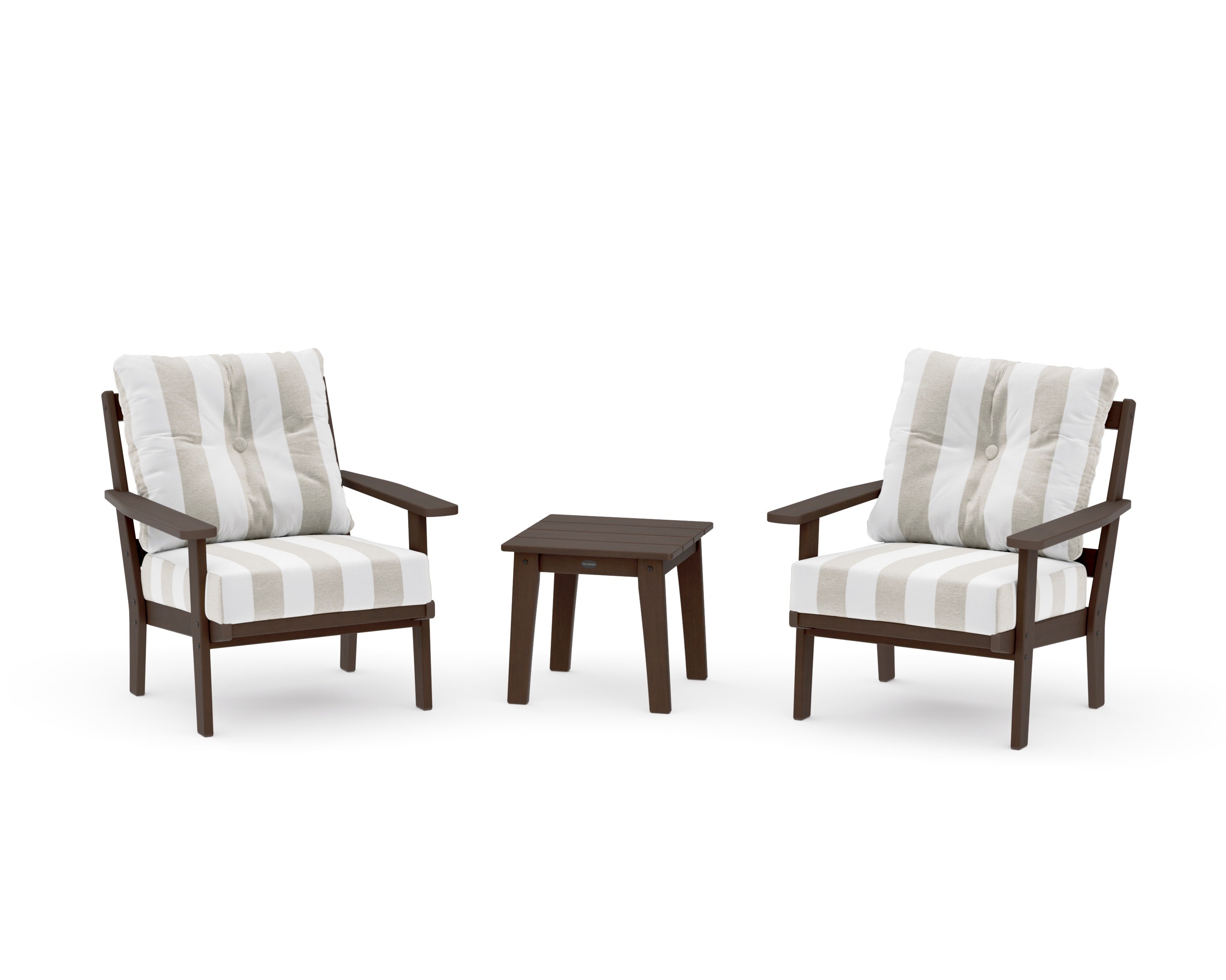 Oxford 3-Piece Deep Seating Set in Kona / Cabana Stripe Dune Burlap