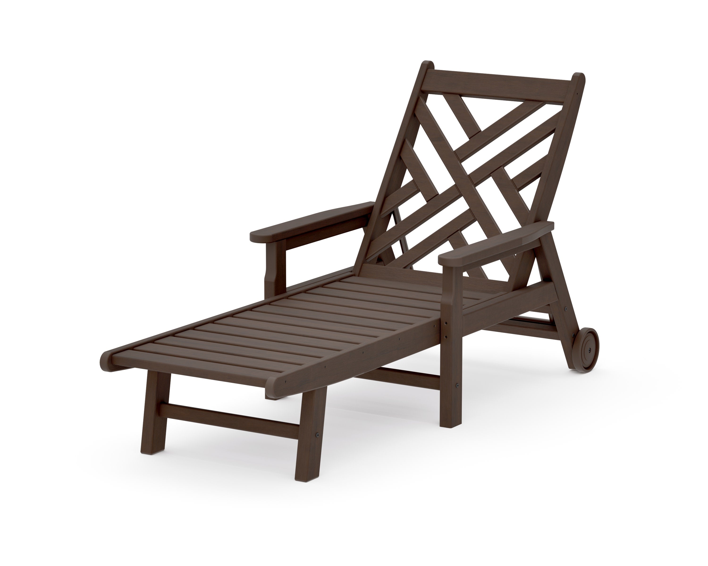 Chippendale Chaise with Arms and Wheels in Kona