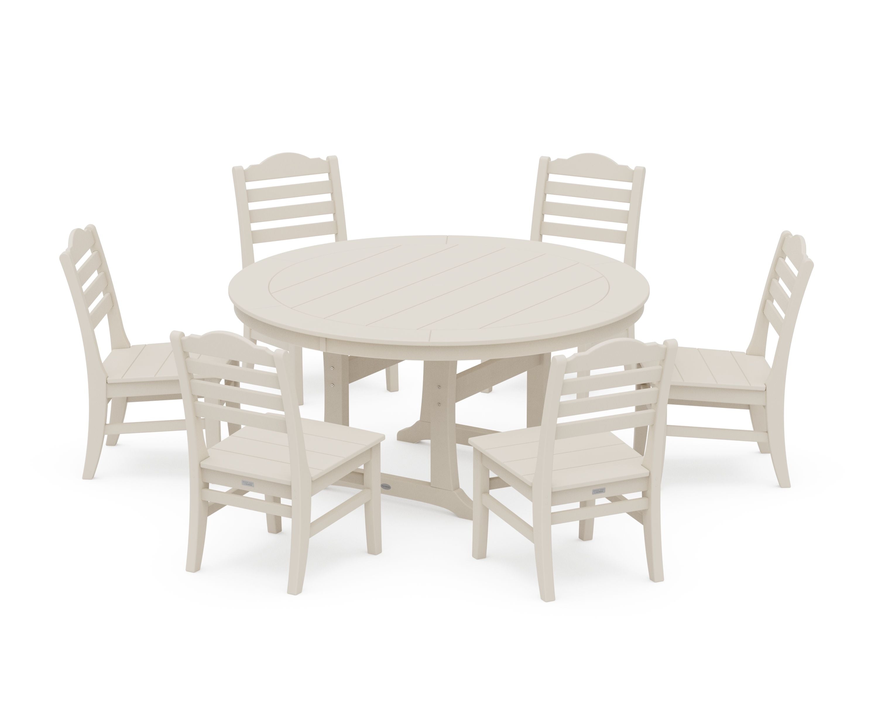 Savannah 7-Piece Side Chair Round Dining Set in Sand