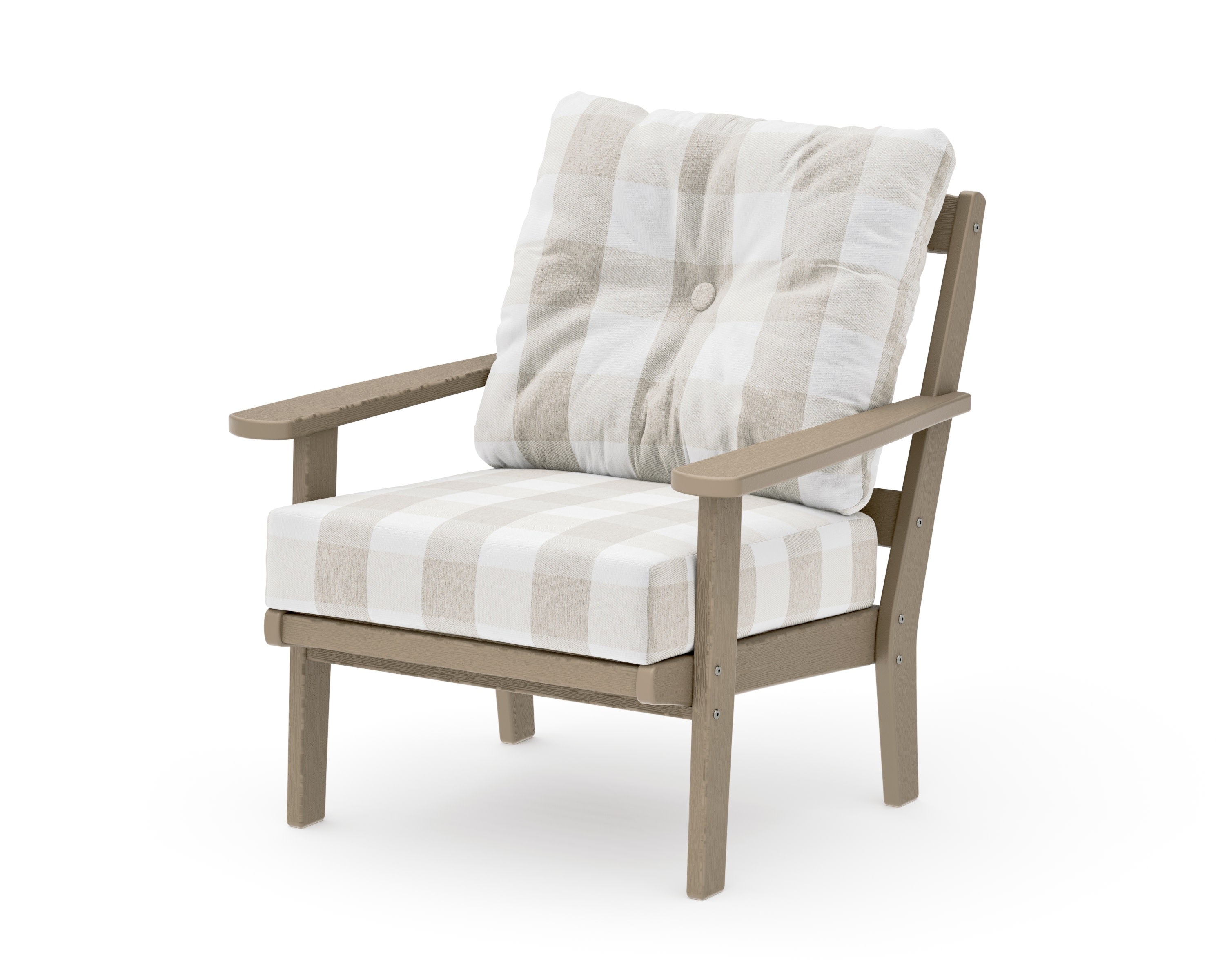 Mission Deep Seating Chair in Vintage Sahara / Buffalo Plaid Dune Burlap