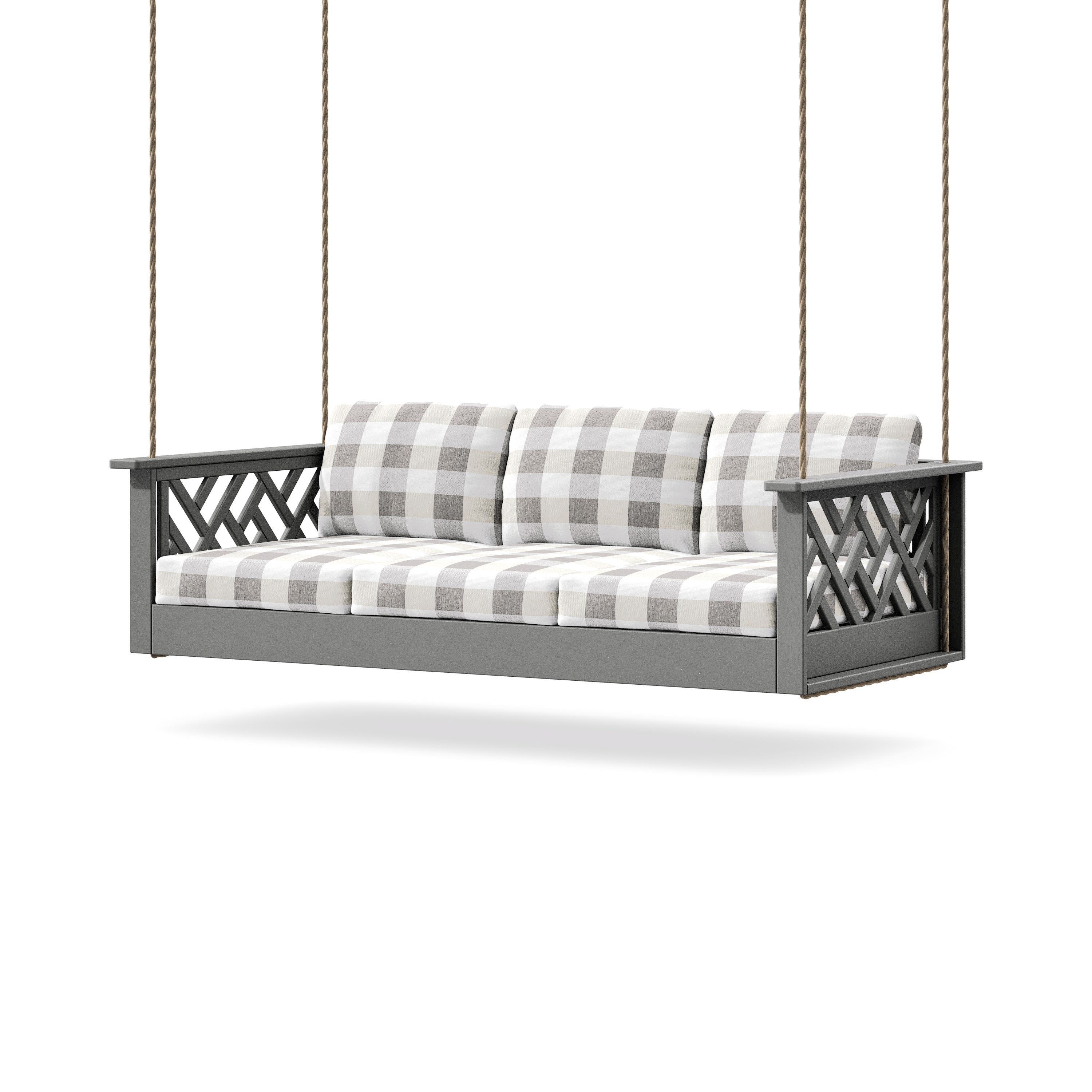 Chippendale Daybed Swing in Slate Grey / Buffalo Plaid Grey Mist