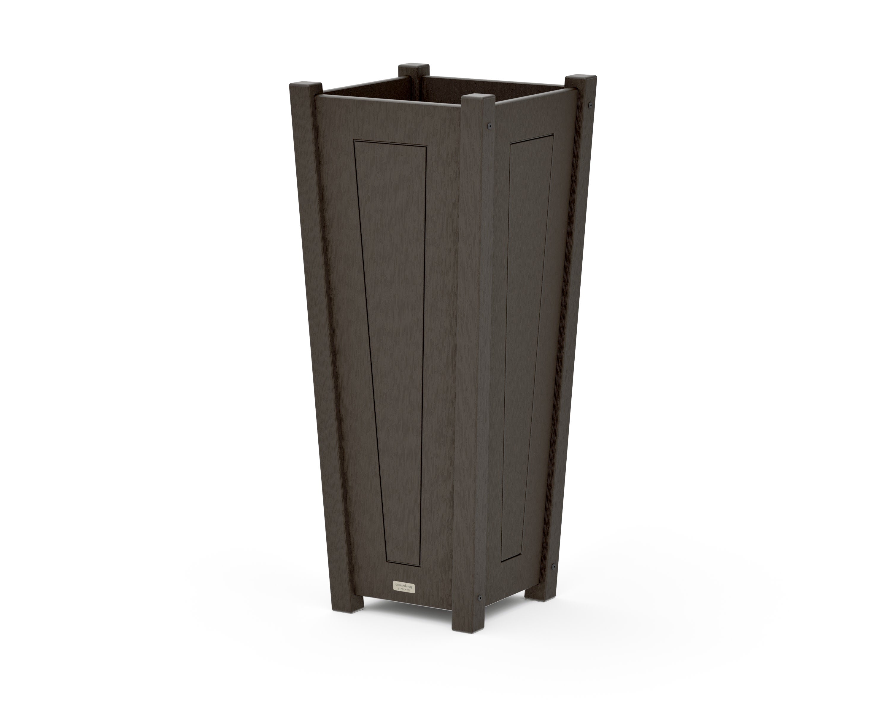Country Living Tapered Square Tall Planter Box in Vintage Coffee
