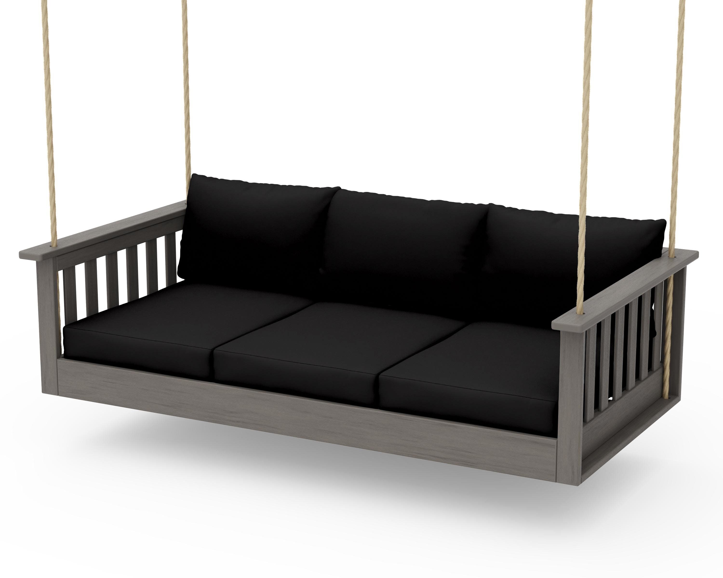 Vineyard Daybed Swing in Driftwood / Canvas Black
