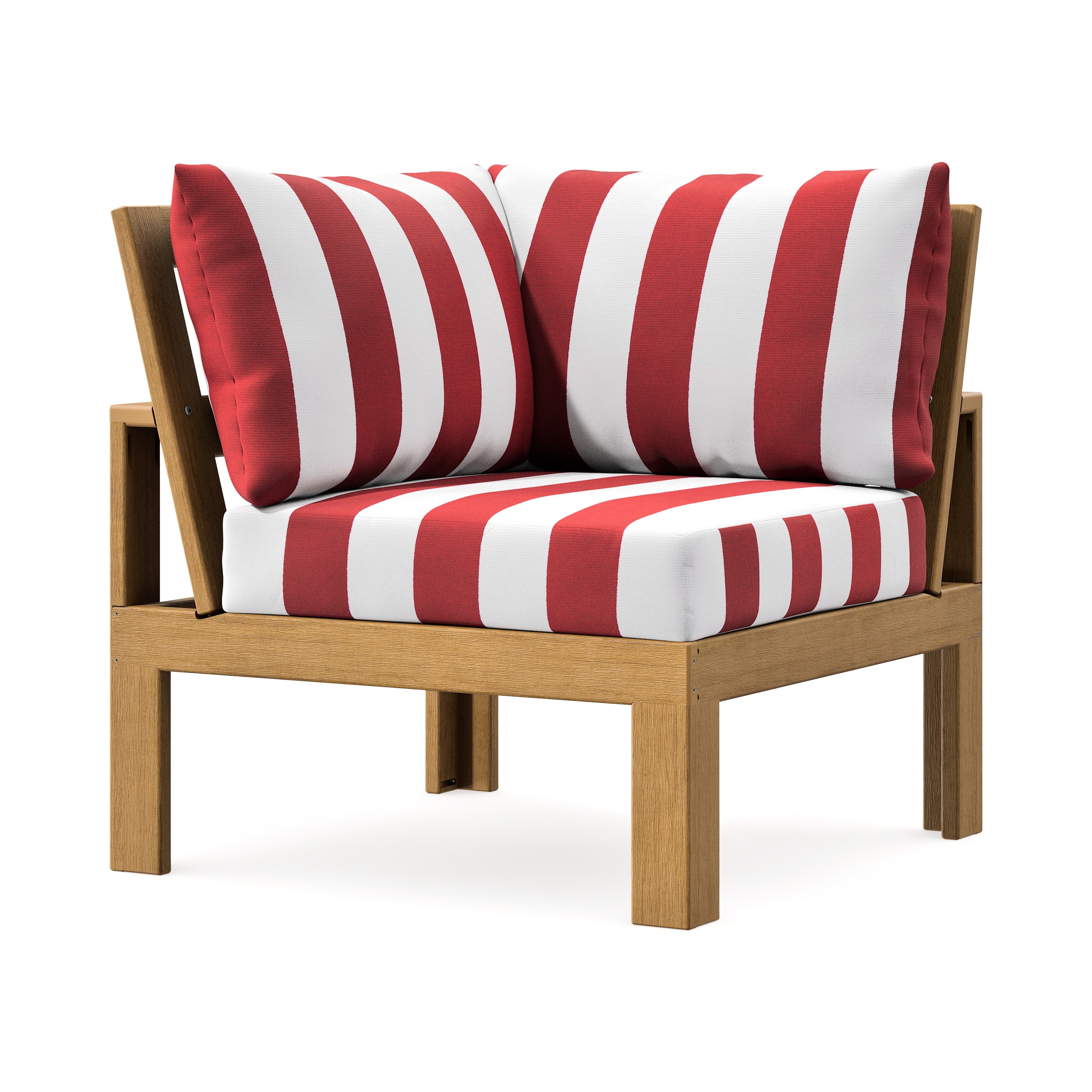 Modular Corner Chair in Natural / Cabana Stripe Crimson