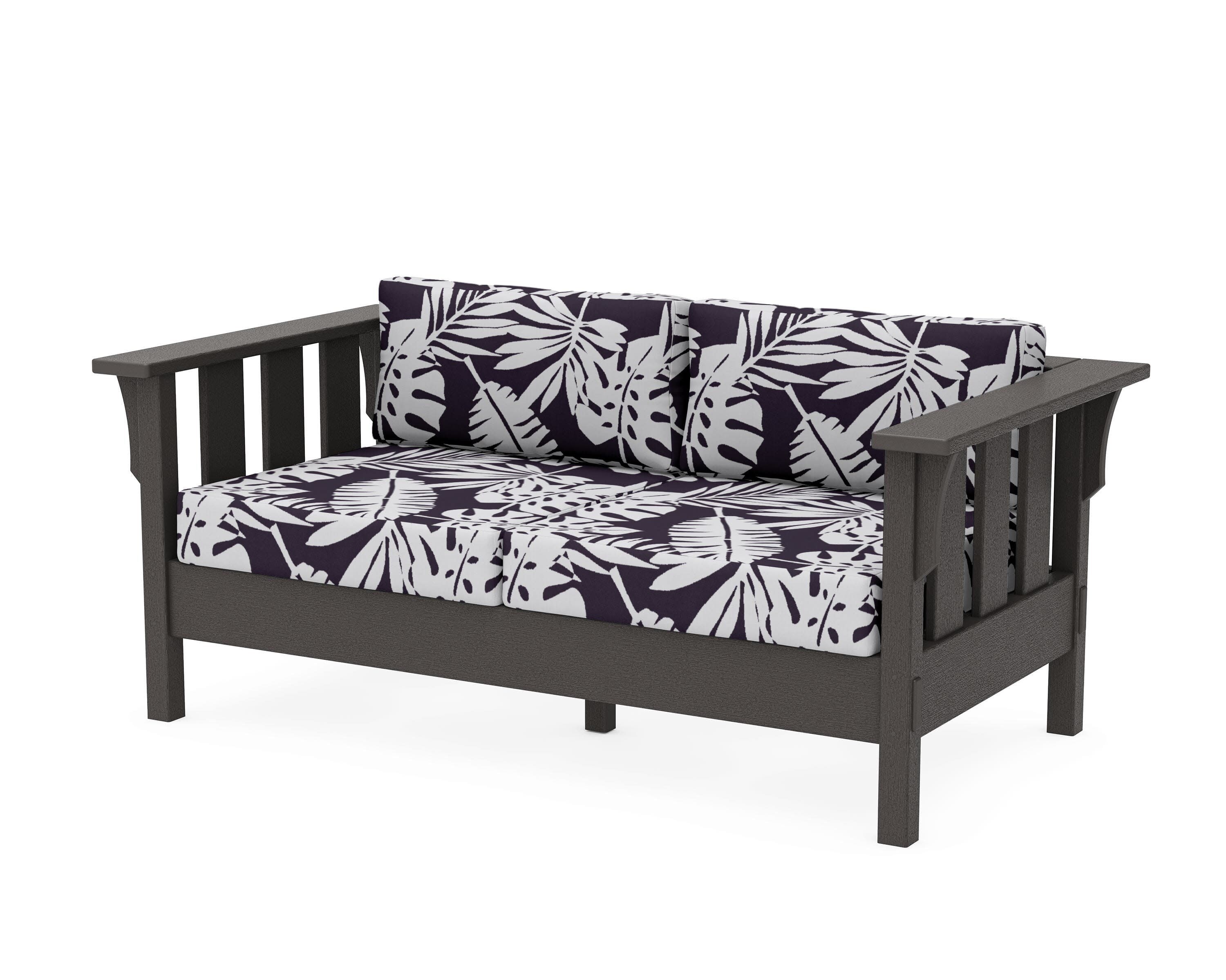 Acadia Deep Seating Loveseat in Vintage Coffee / Leaf Navy