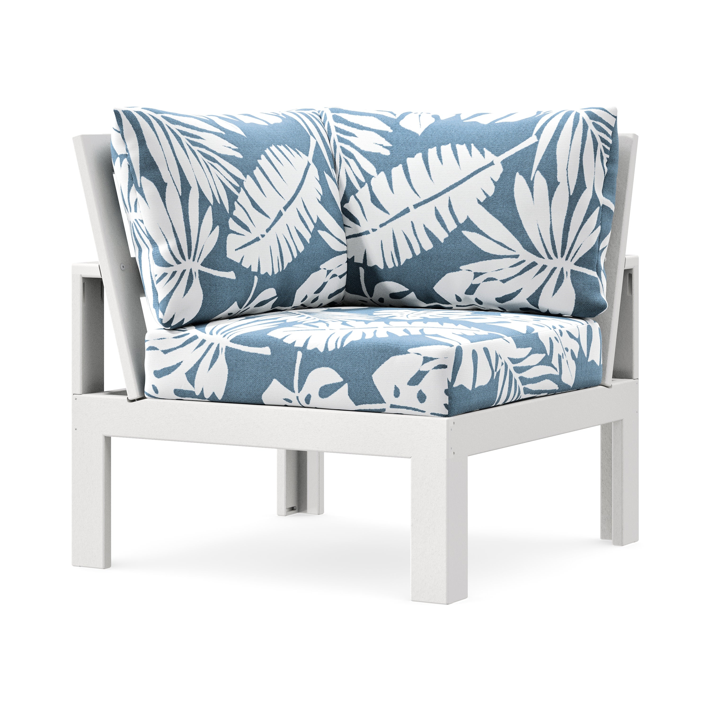 Modular Corner Chair in White / Leaf Sky Blue