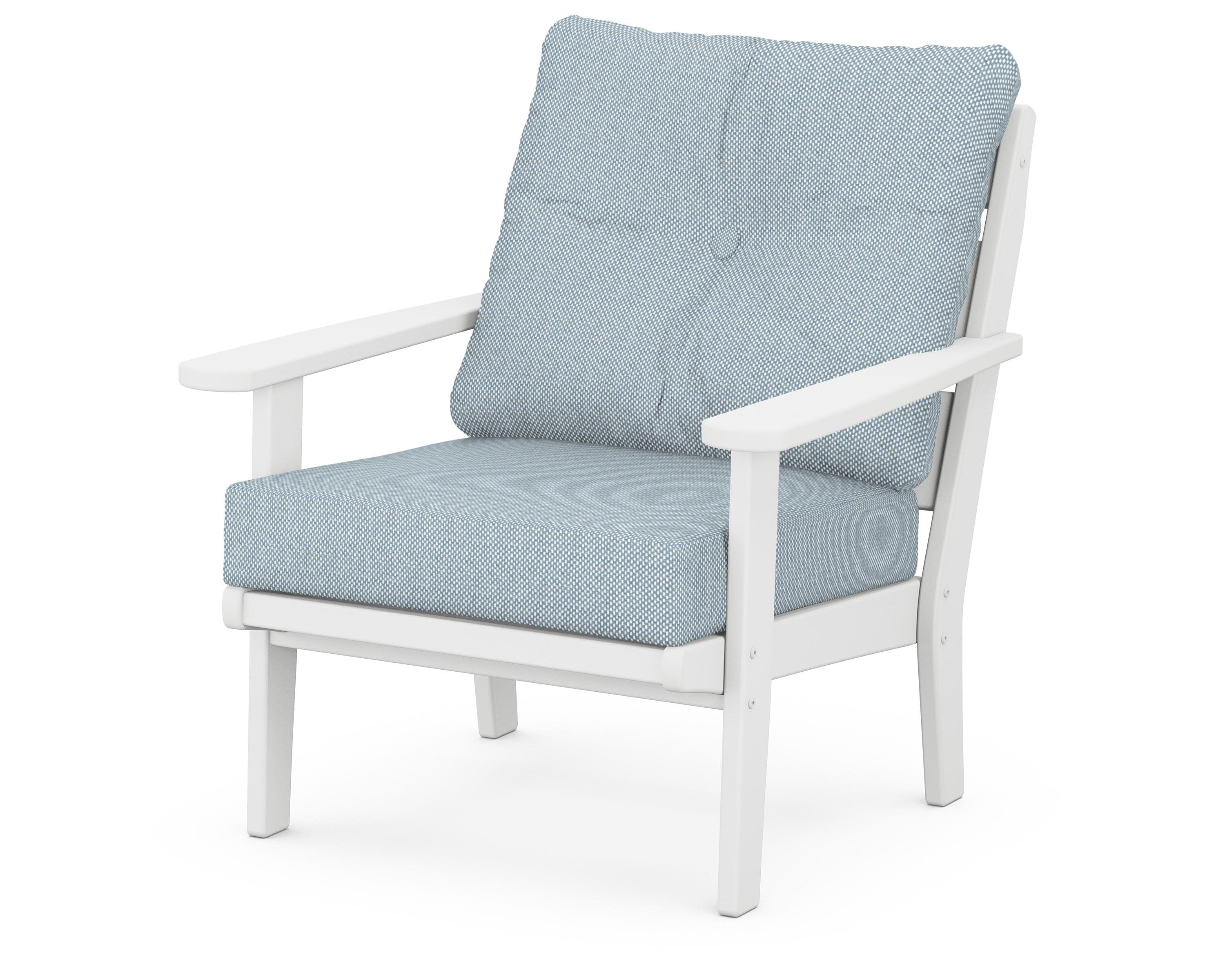 Lakeside Deep Seating Chair in White / Exhale Sky