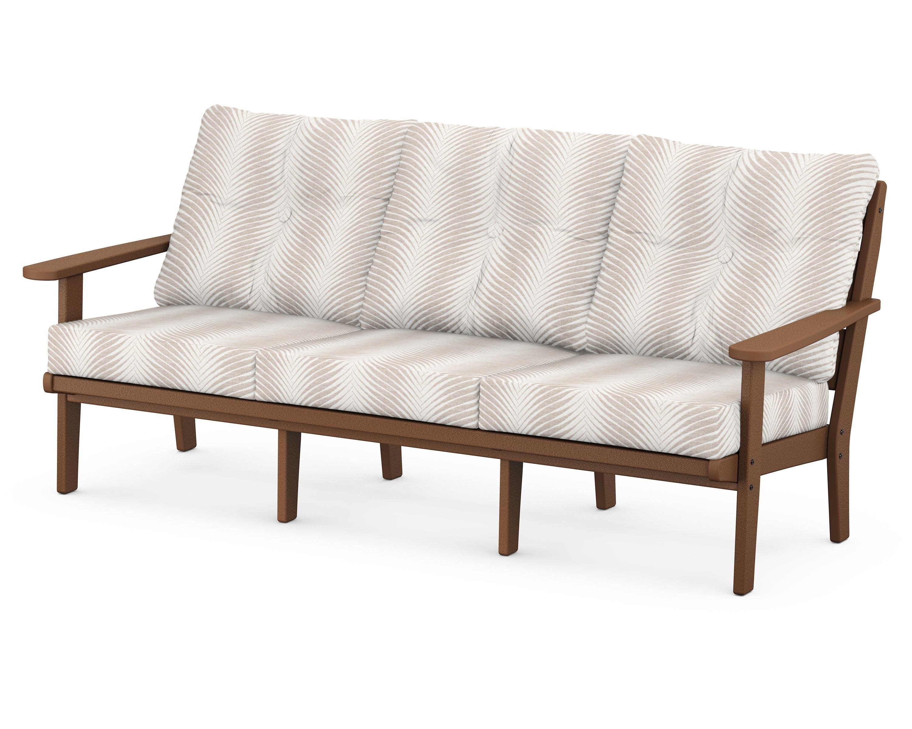 Lakeside Deep Seating Sofa in Teak / Clock Out Cloud