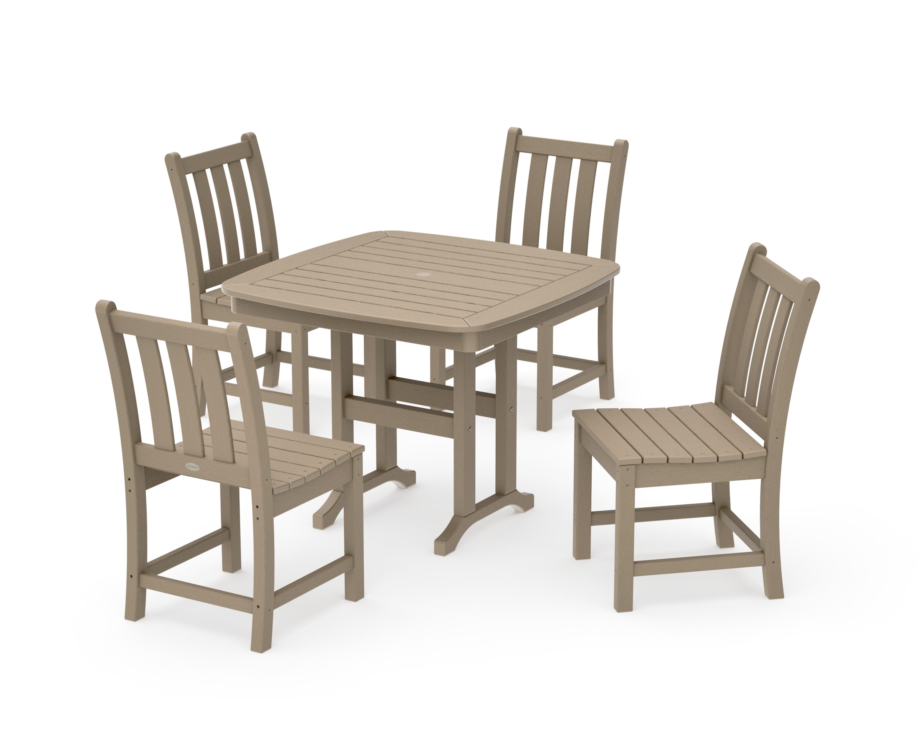 Traditional Garden Side Chair 5-Piece Dining Set in Vintage Sahara