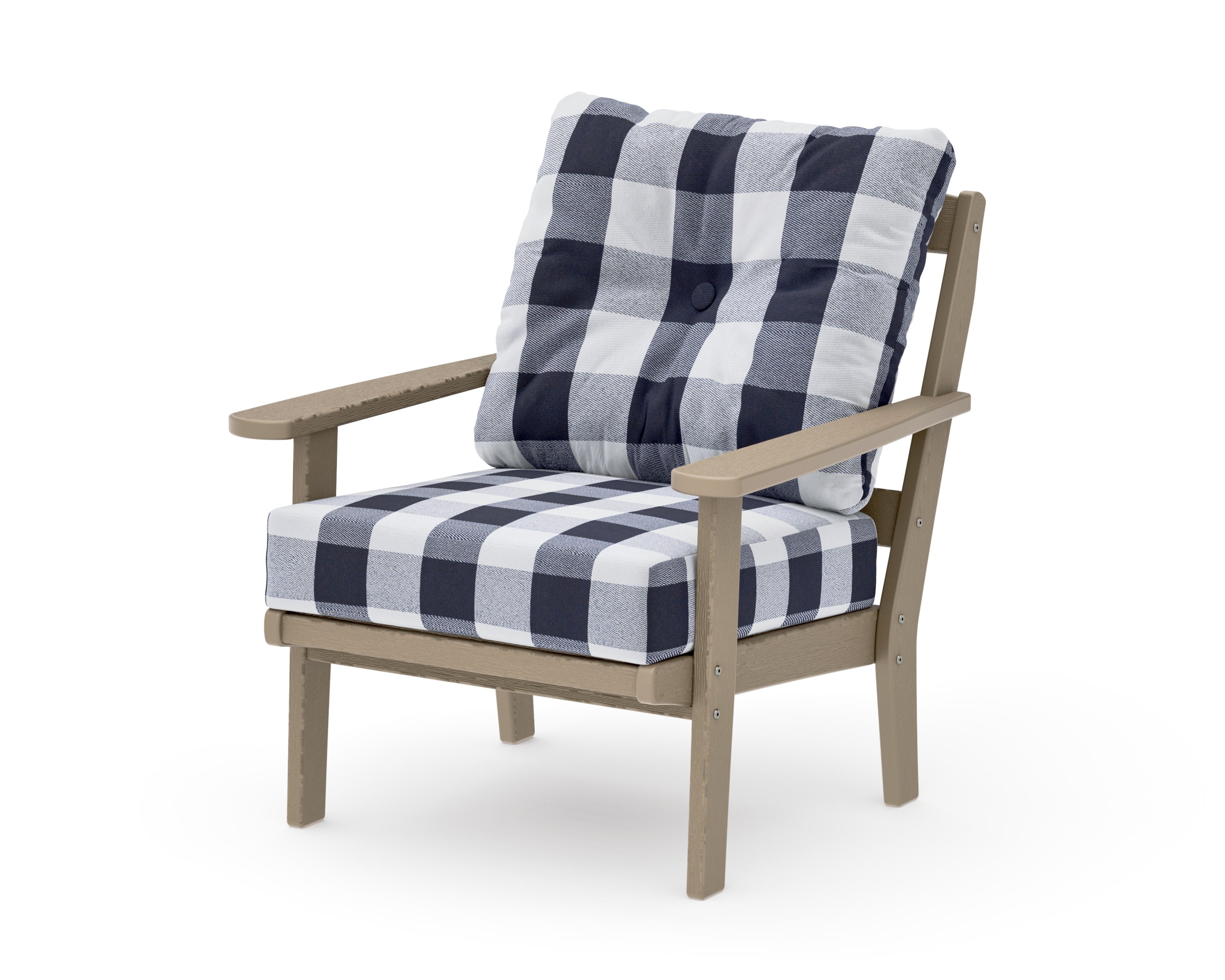 Mission Deep Seating Chair in Vintage Sahara / Buffalo Plaid Navy