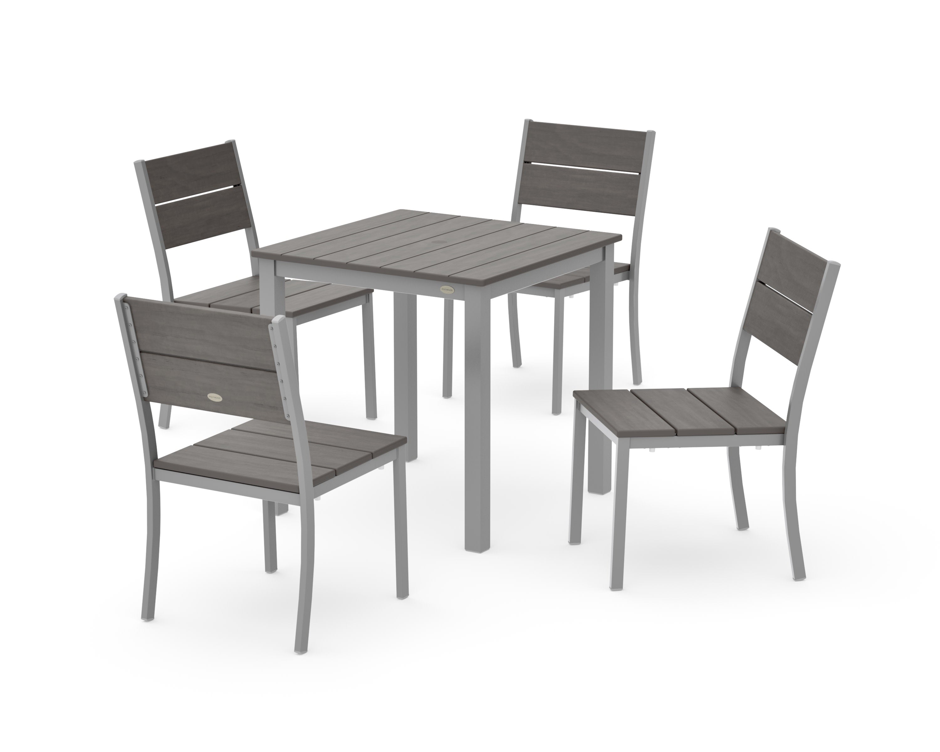 Main Street 5-Piece Square Dining Set- Small in Silver / Driftwood