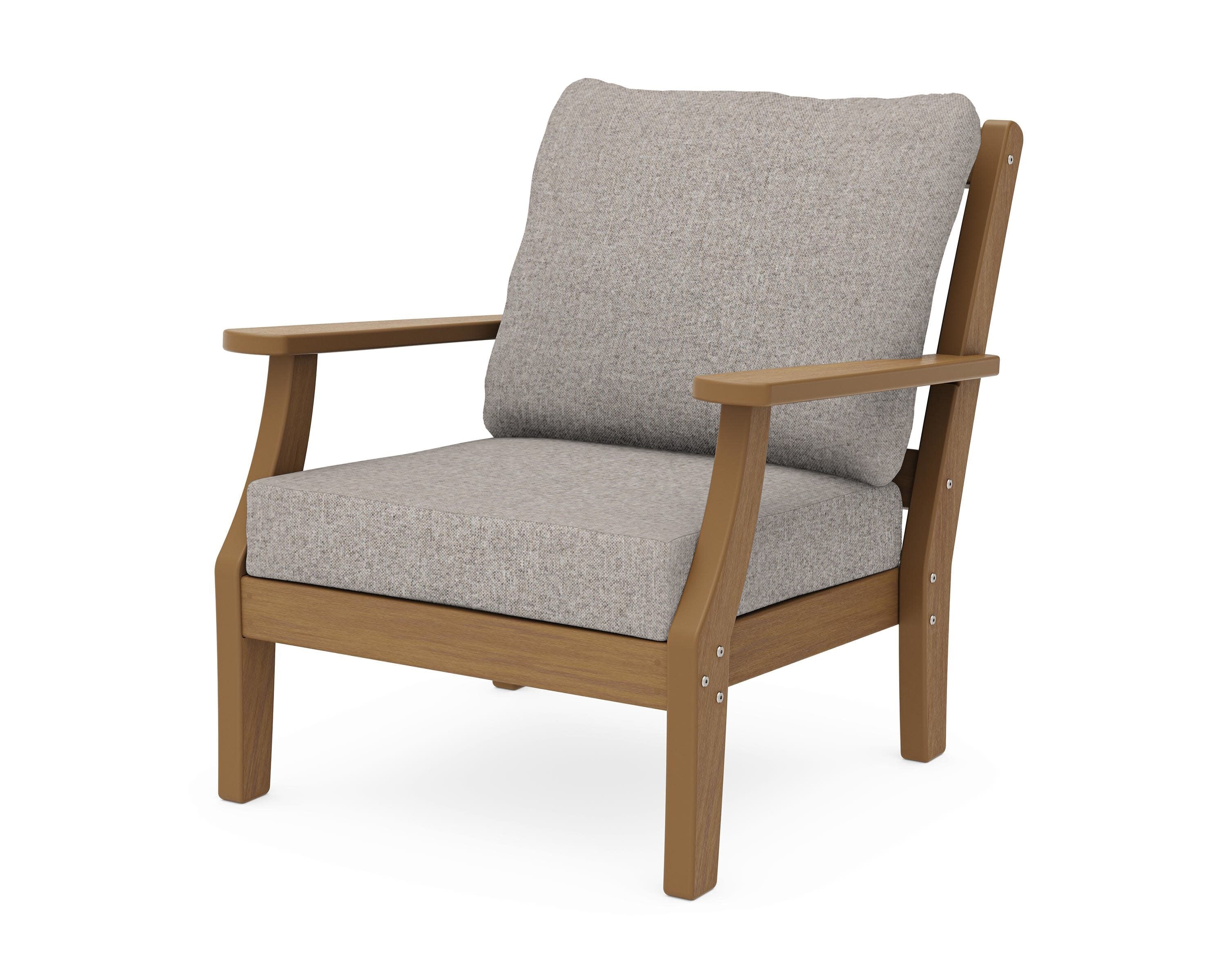 Chinoiserie Deep Seating Chair in Natural / Weathered Tweed