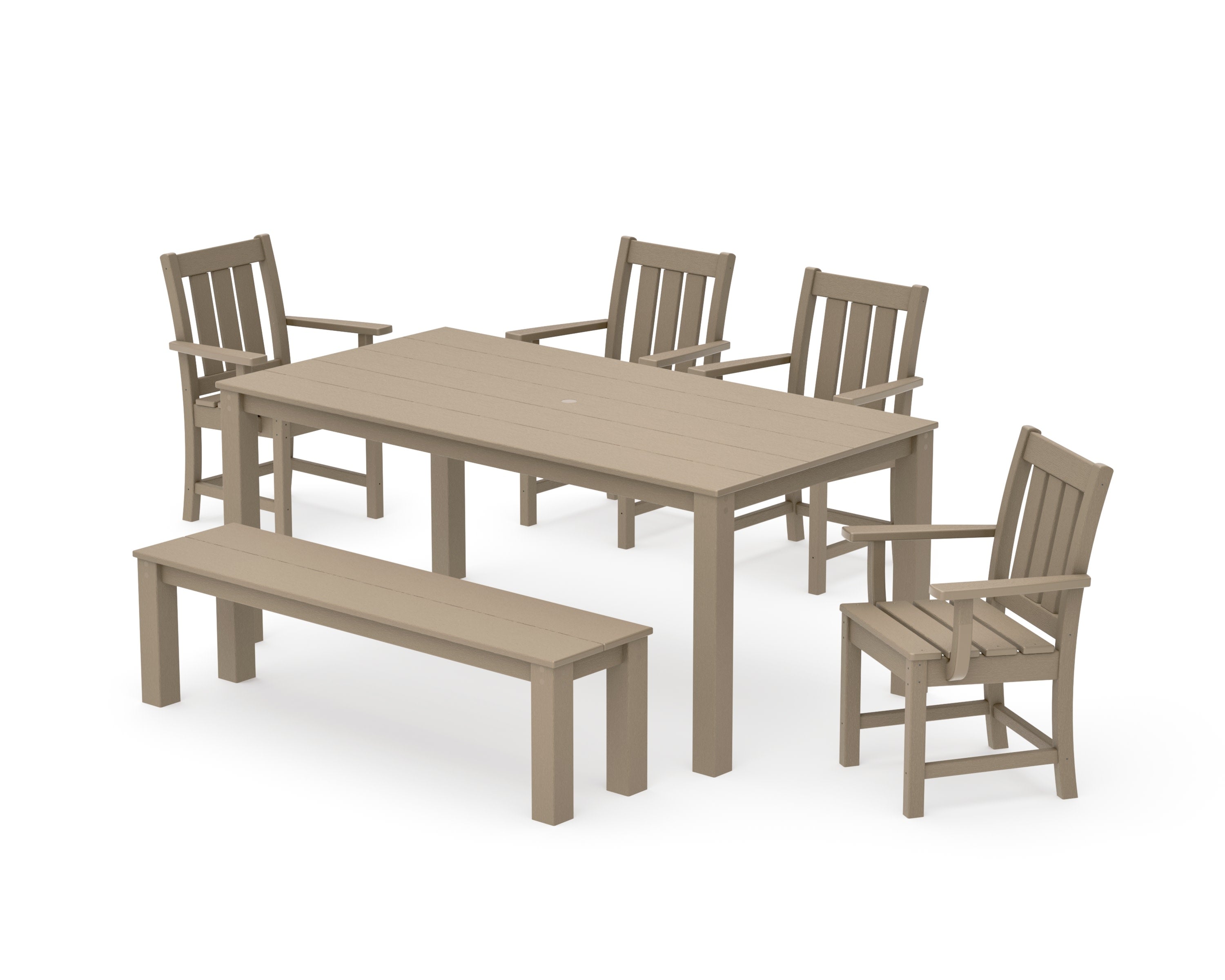 Oxford 6-Piece Parsons Dining Set with Bench in Vintage Sahara