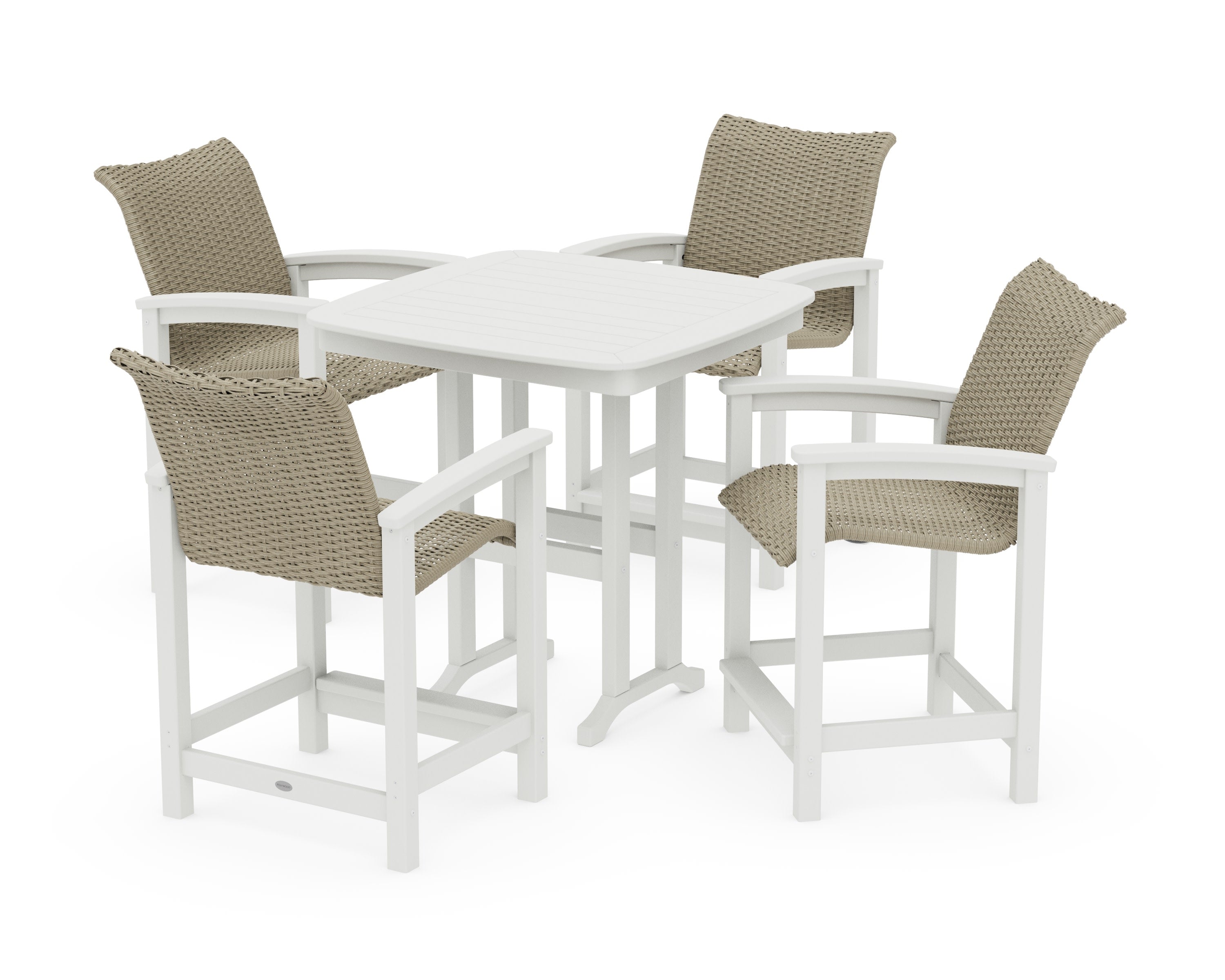 Coastal Woven 5-Piece Counter Set in White / Dune Grass