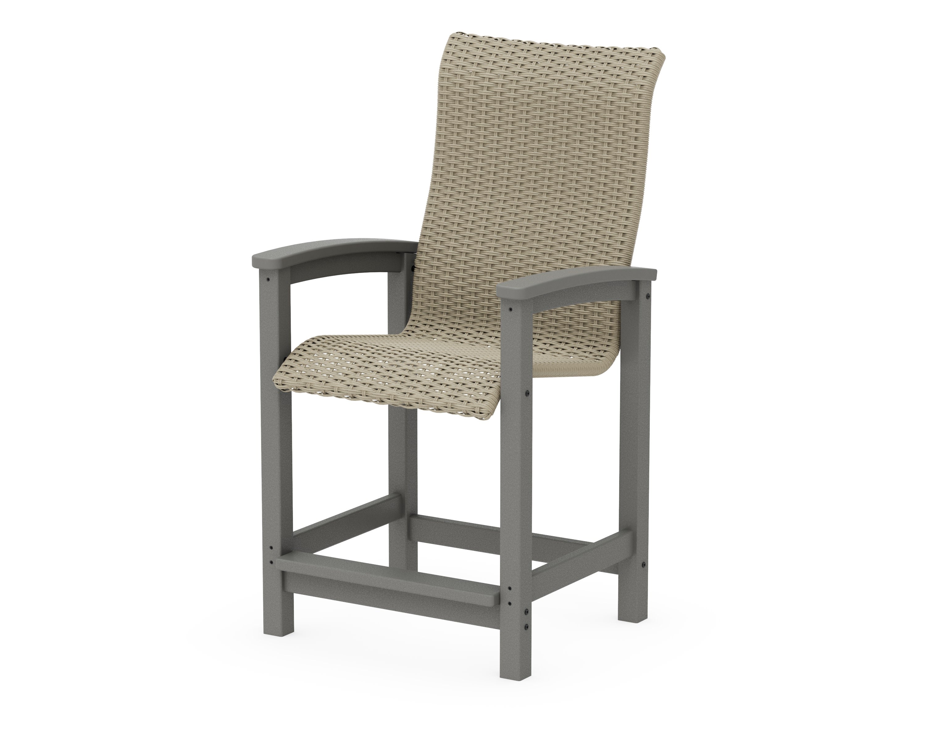 Coastal Woven High-Back Counter Chair in Slate Grey / Dune Grass