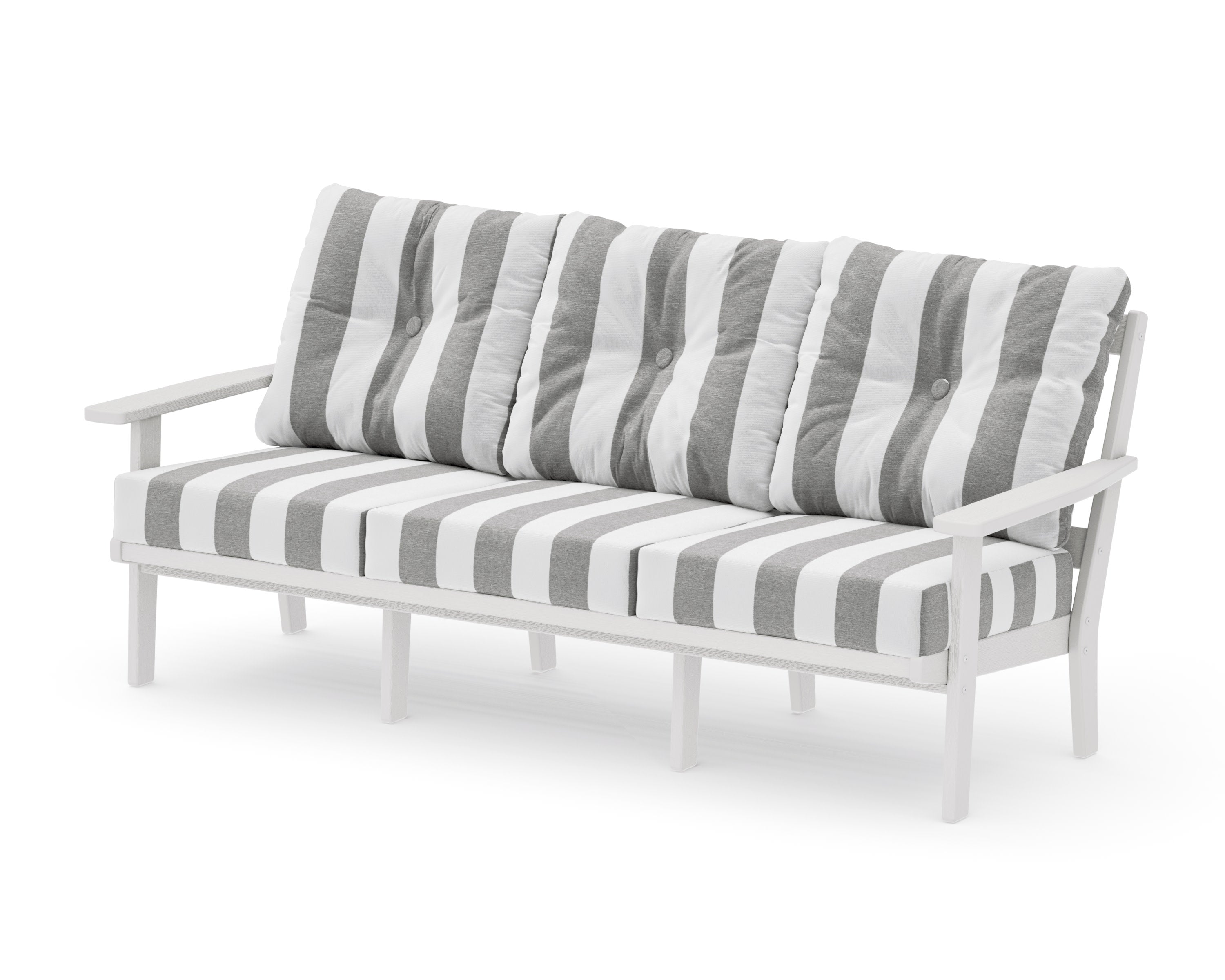 Oxford Deep Seating Sofa in Vintage White / Cabana Stripe Grey Mist