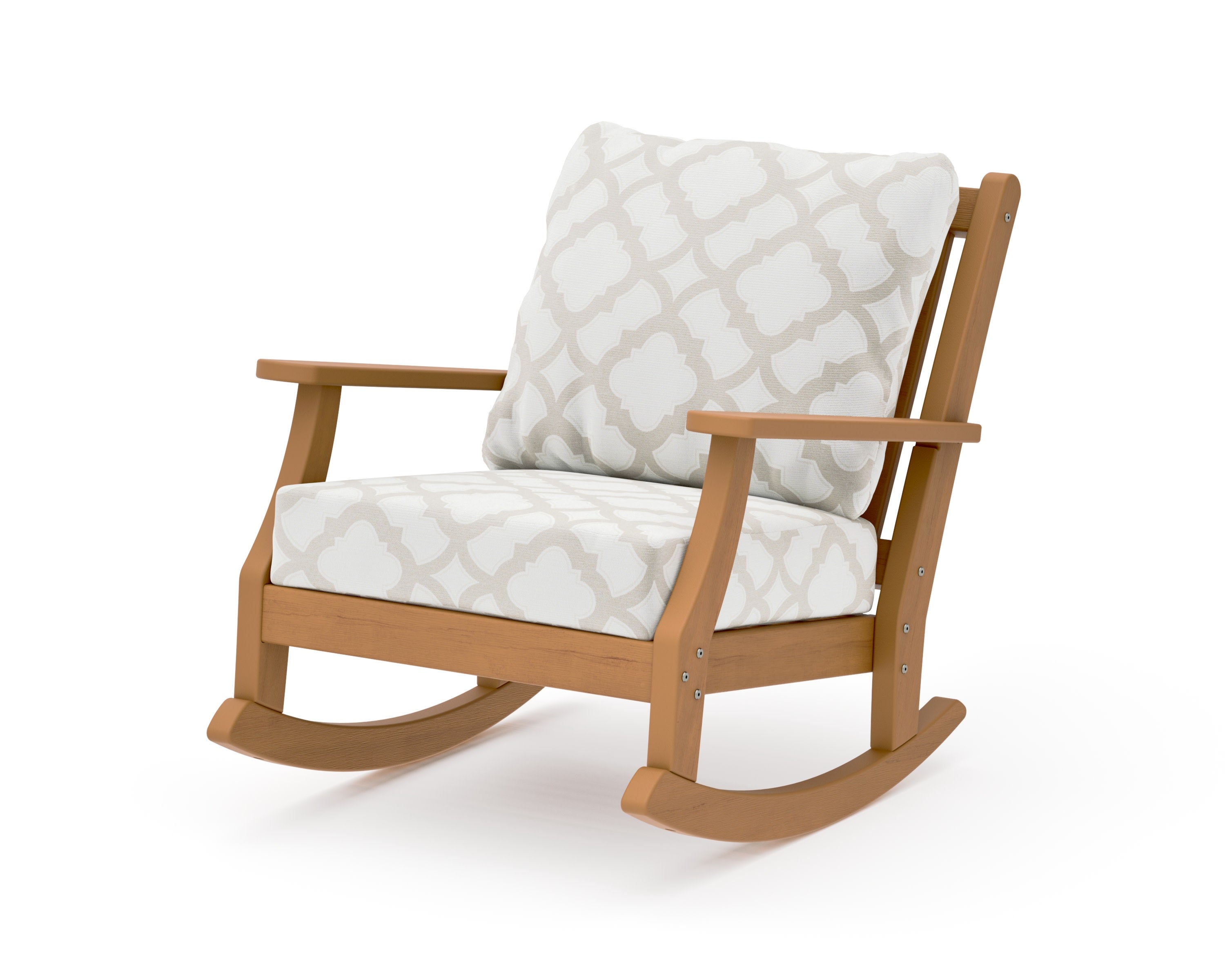 Wovendale Deep Seating Rocking Chair in Natural / Trellis Dune Burlap