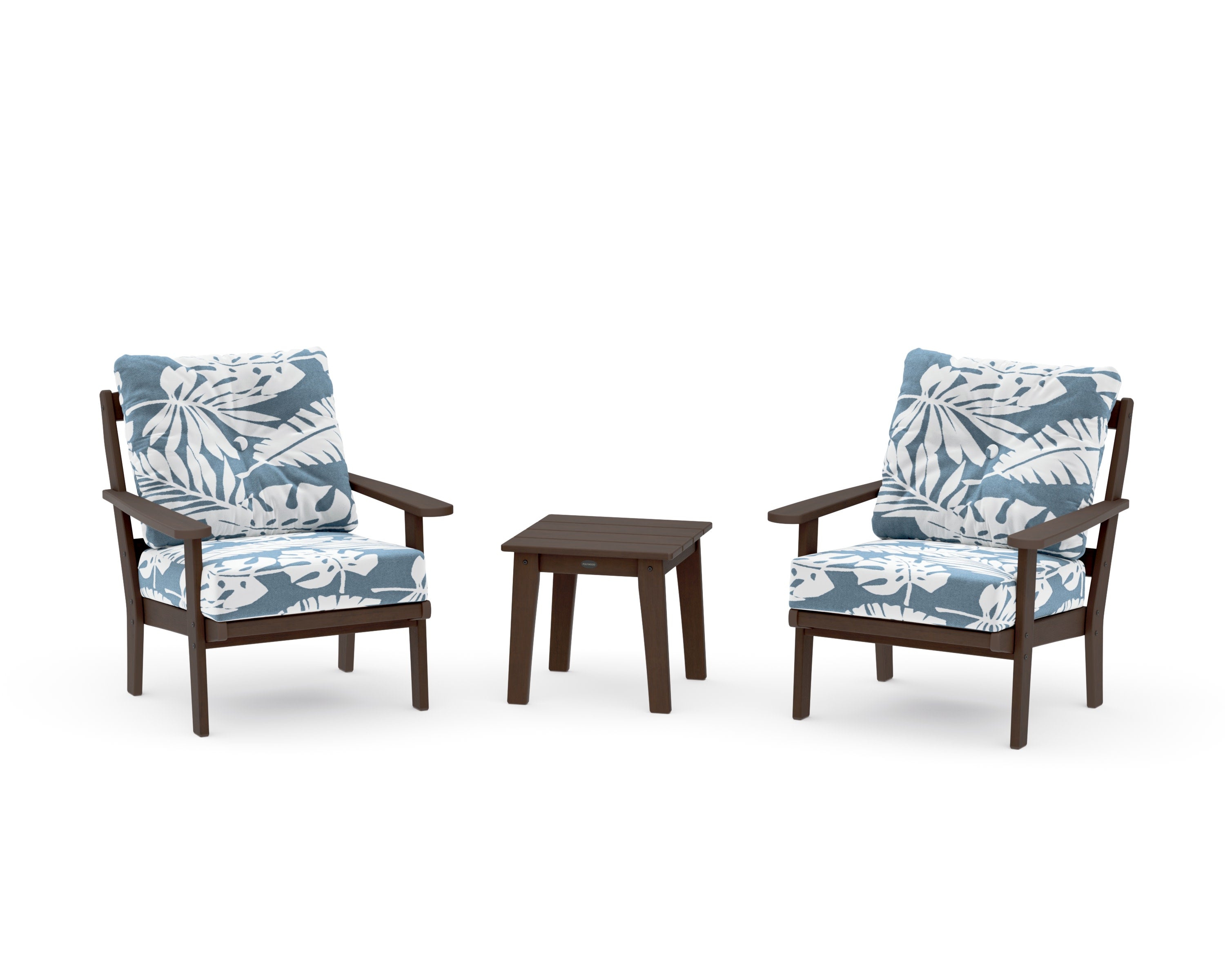 Mission 3-Piece Deep Seating Set in Kona / Leaf Sky Blue