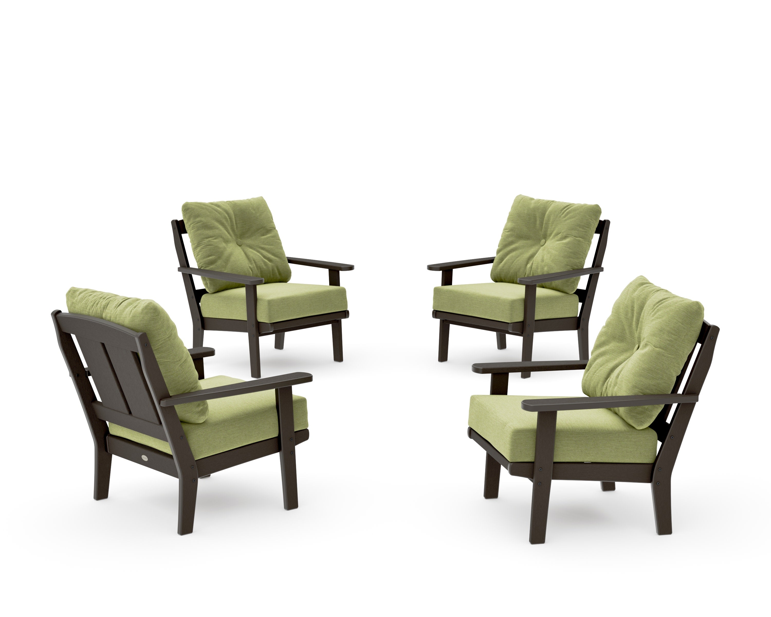 Mission 5-Piece Deep Seating Set with Fire Pit Table in Vintage Coffee / Chartreuse Boucle
