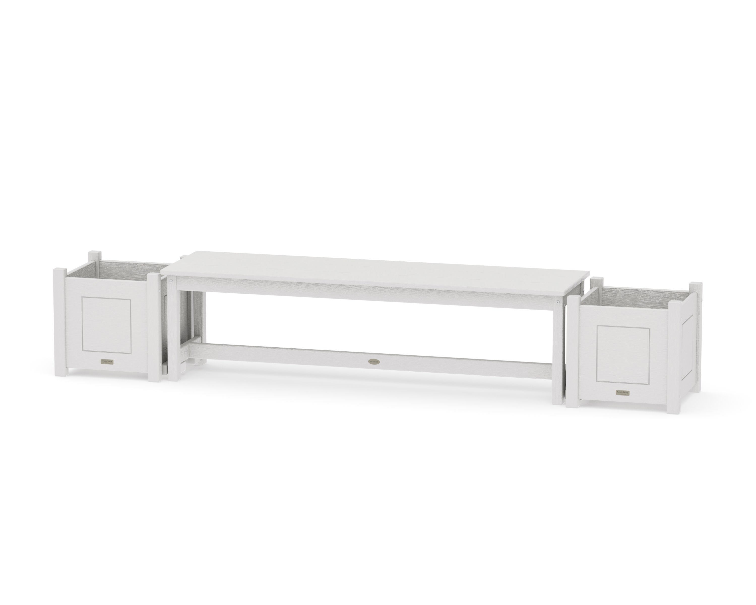 60" Country Living Straight Planter Bench Set in Vintage White