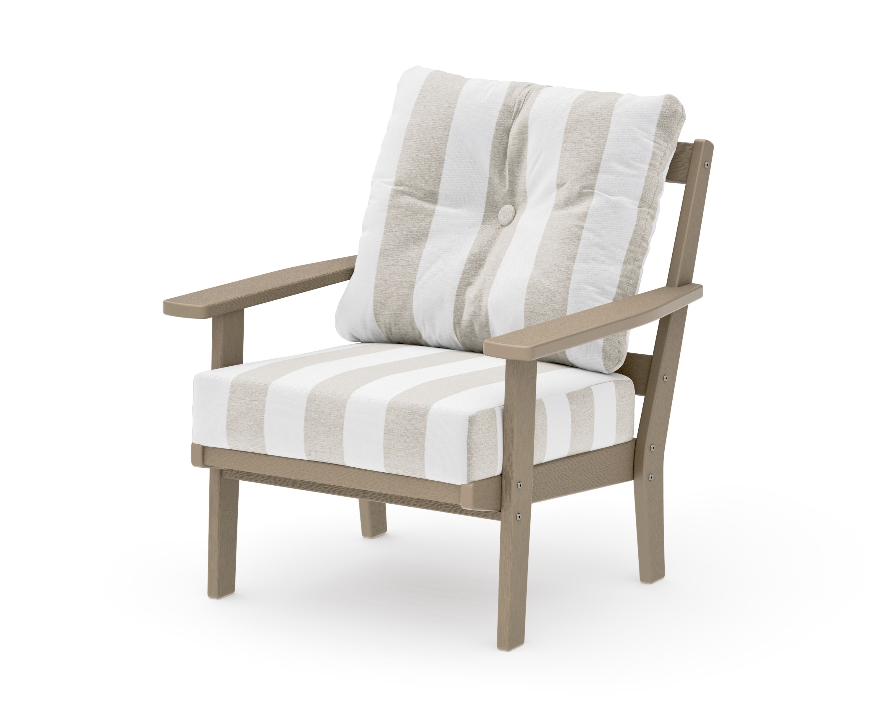 Oxford Deep Seating Chair in Vintage Sahara / Cabana Stripe Dune Burlap