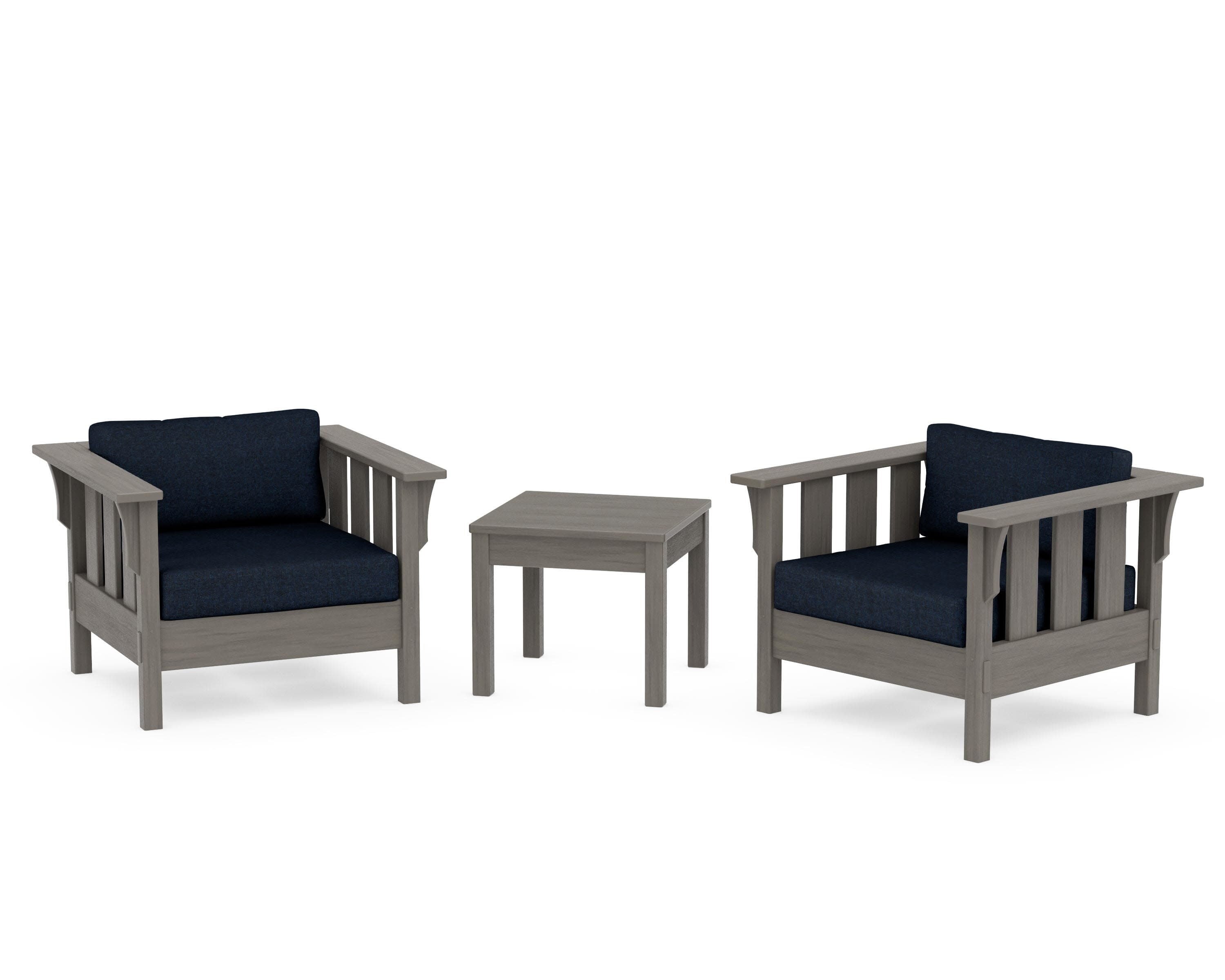 Acadia 3-Piece Deep Seating Set in Driftwood / Marine Indigo