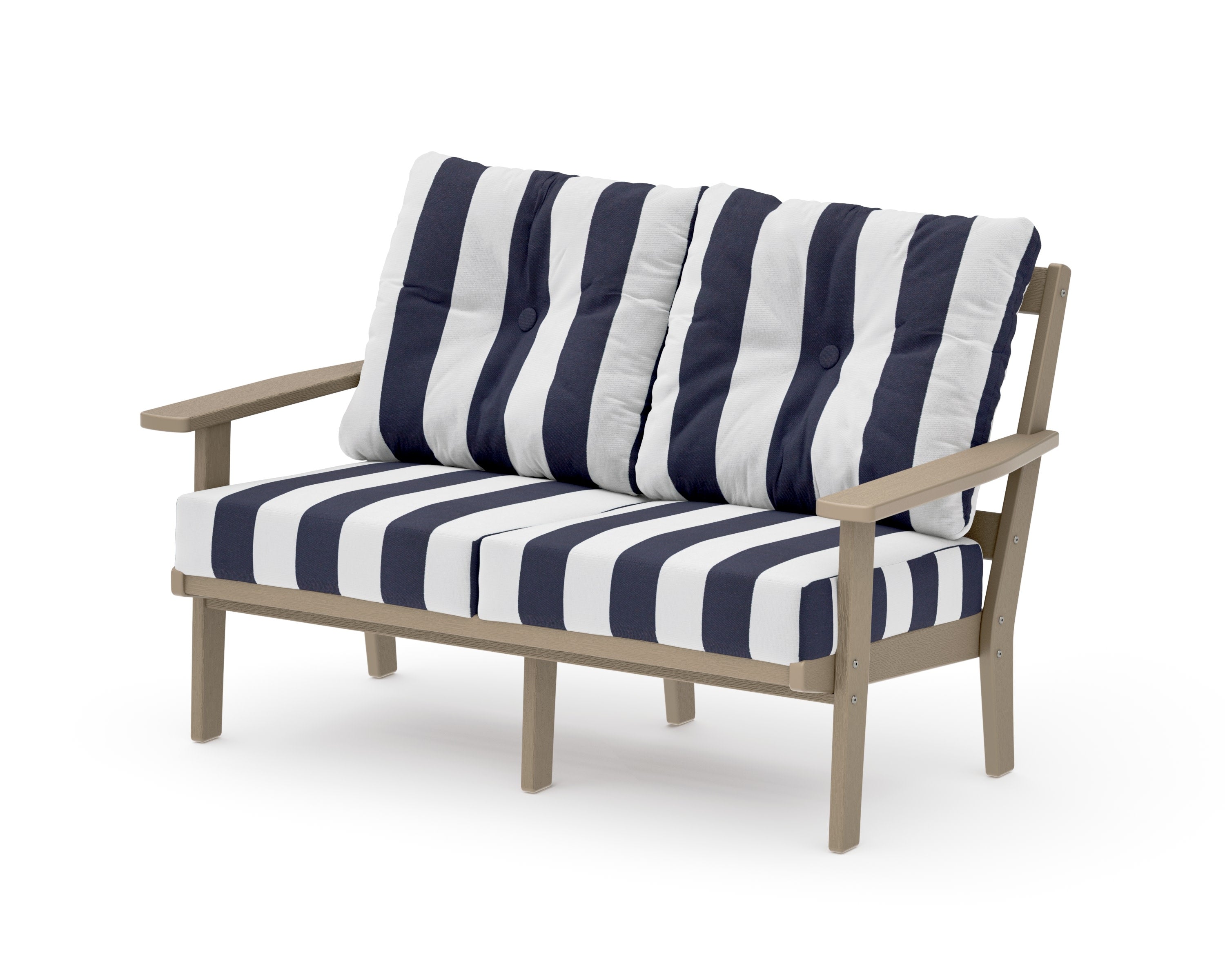 Oxford Deep SeatingLoveseat in Vintage Sahara / Cabana Stripe Navy
