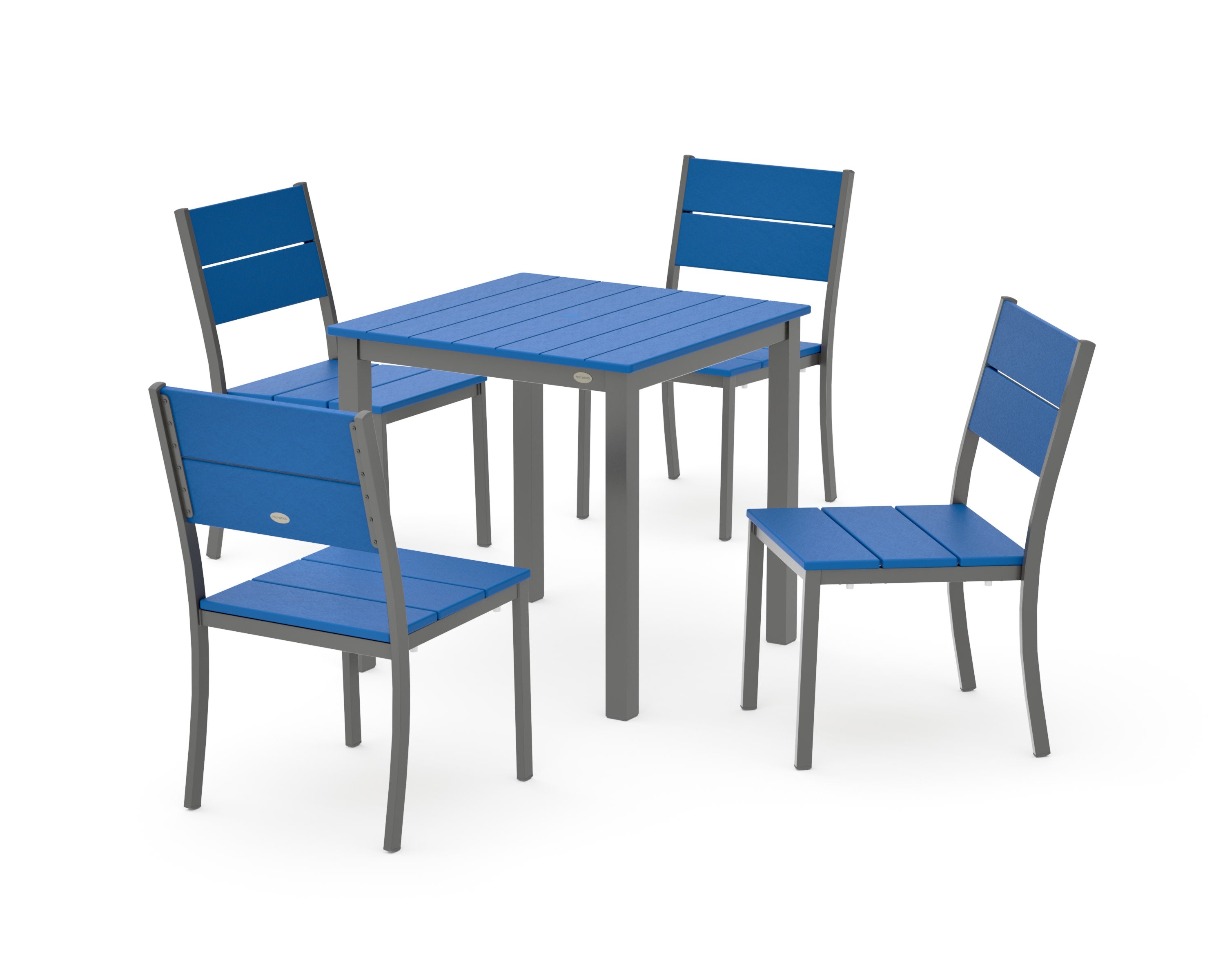 Main Street 5-Piece Square Dining Set- Small in Charcoal / Pacific Blue