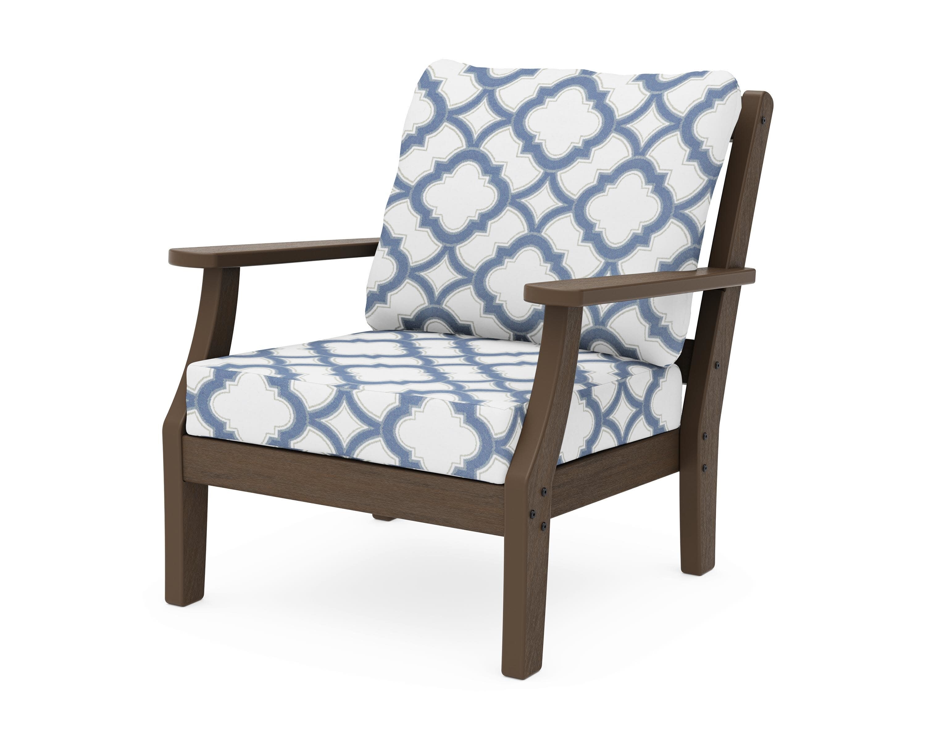 Chinoiserie Deep Seating Chair in Kona / Trellis Sky Blue