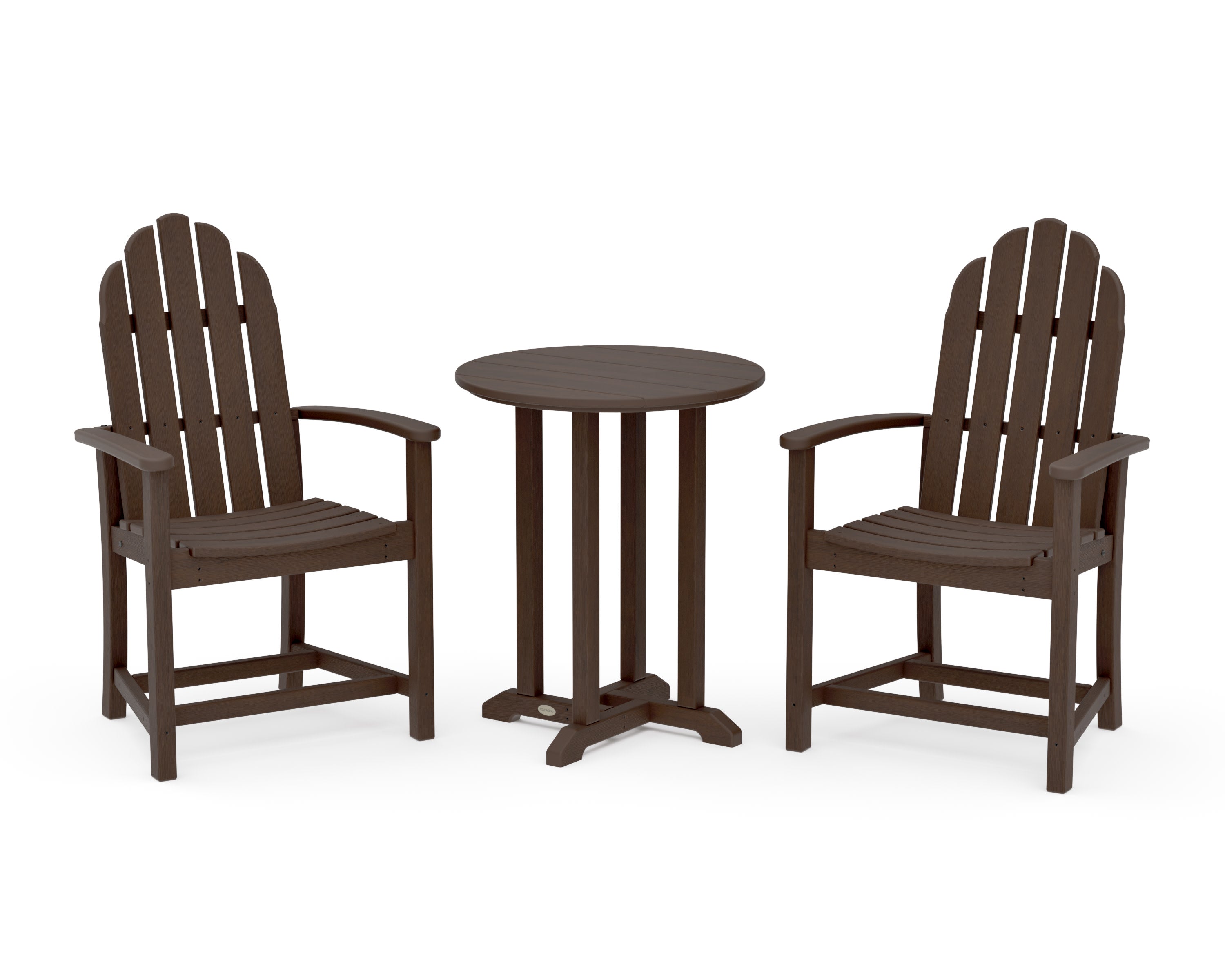 Classic Adirondack 3-Piece Round Bistro Dining Set in Kona