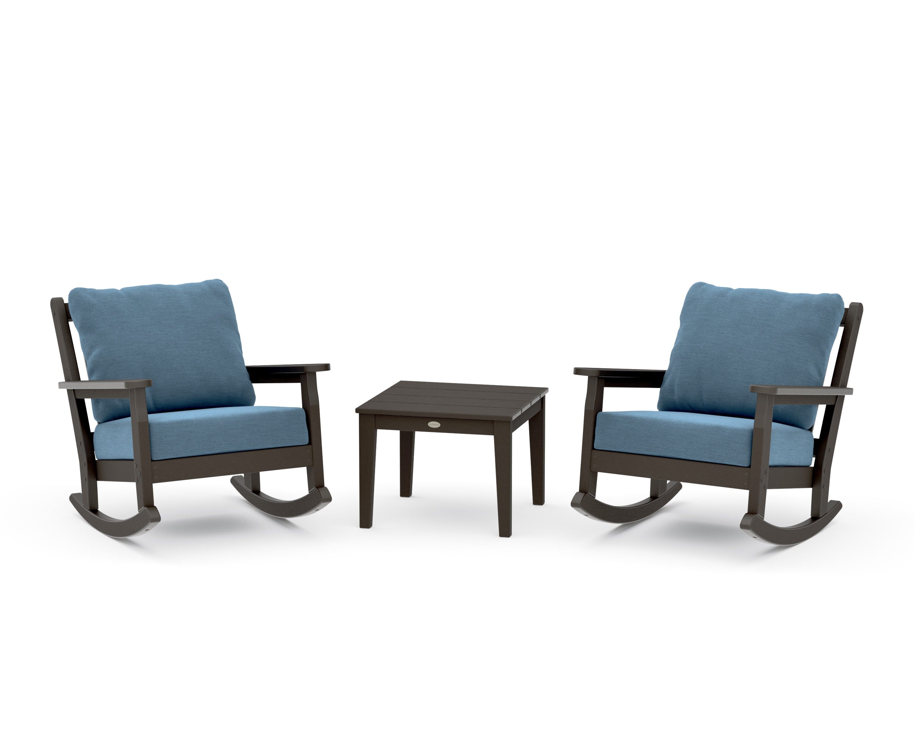 Chippendale 3-Piece Deep Seating Rocker Set in Vintage Coffee / Sky Blue