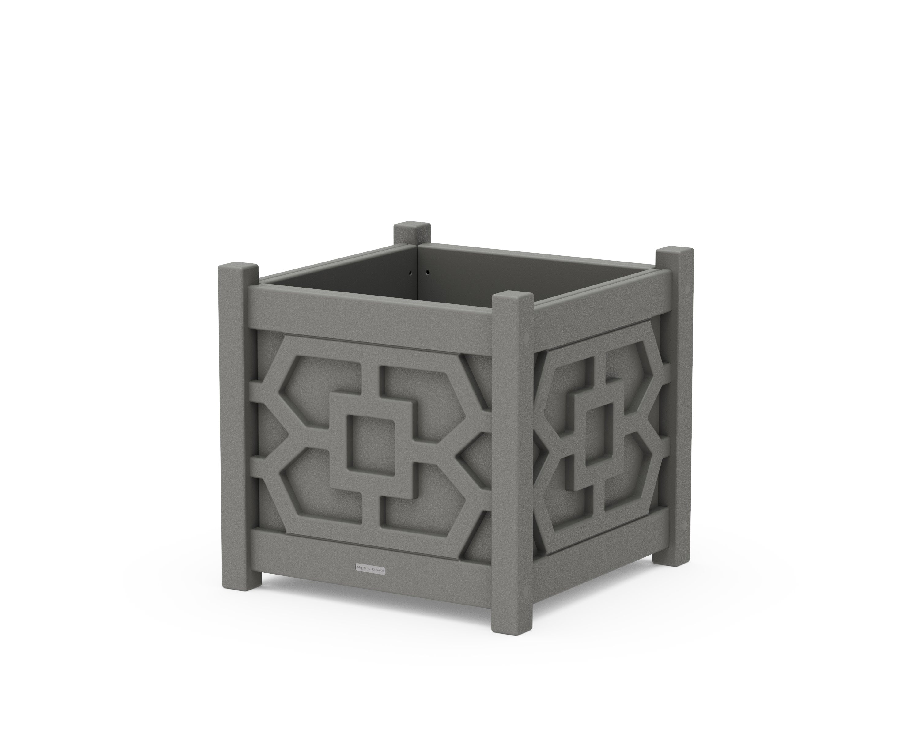 Chinoiserie Large Square Planter Box in Slate Grey