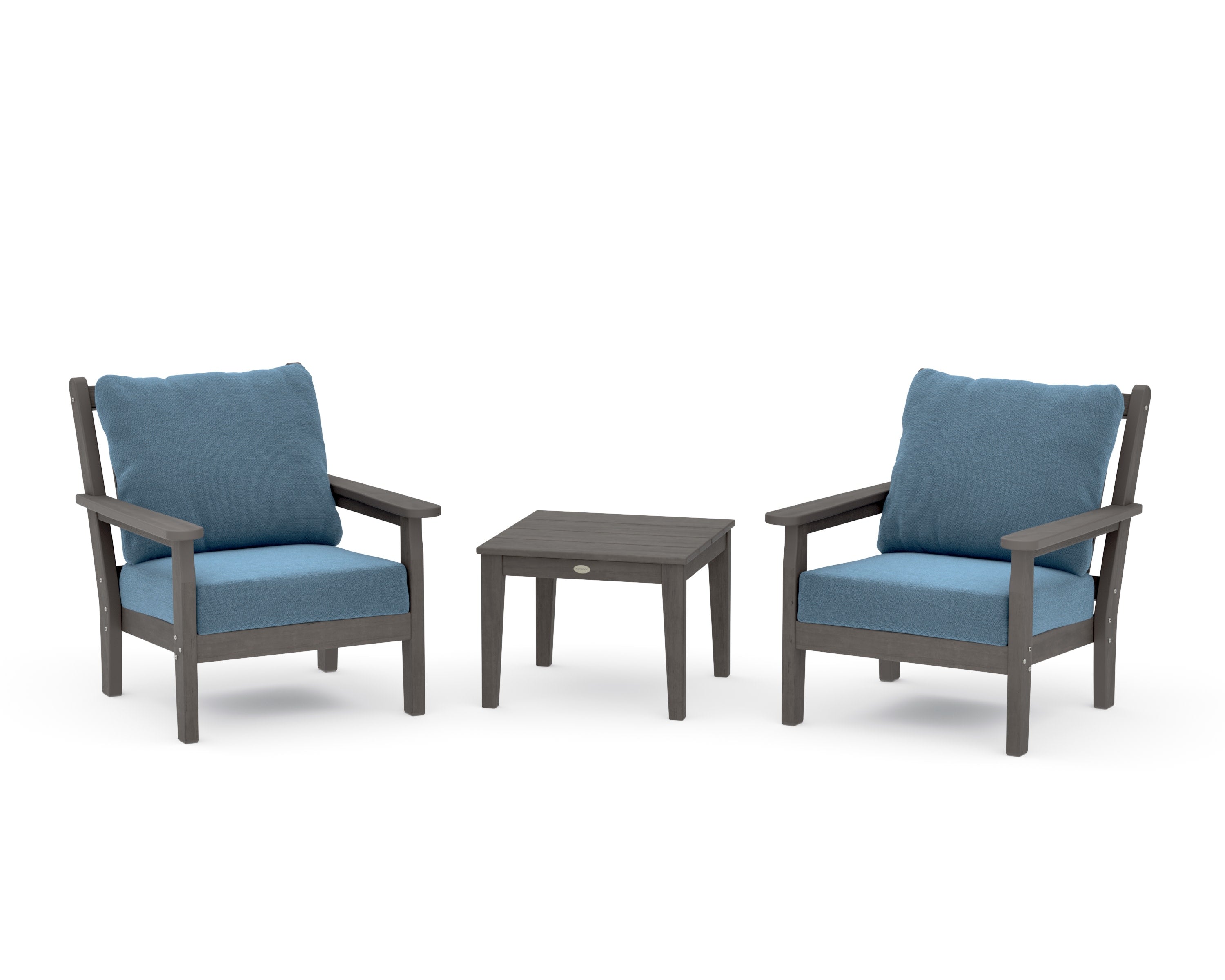 Chippendale 3-Piece Deep Seating Set in Driftwood / Sky Blue