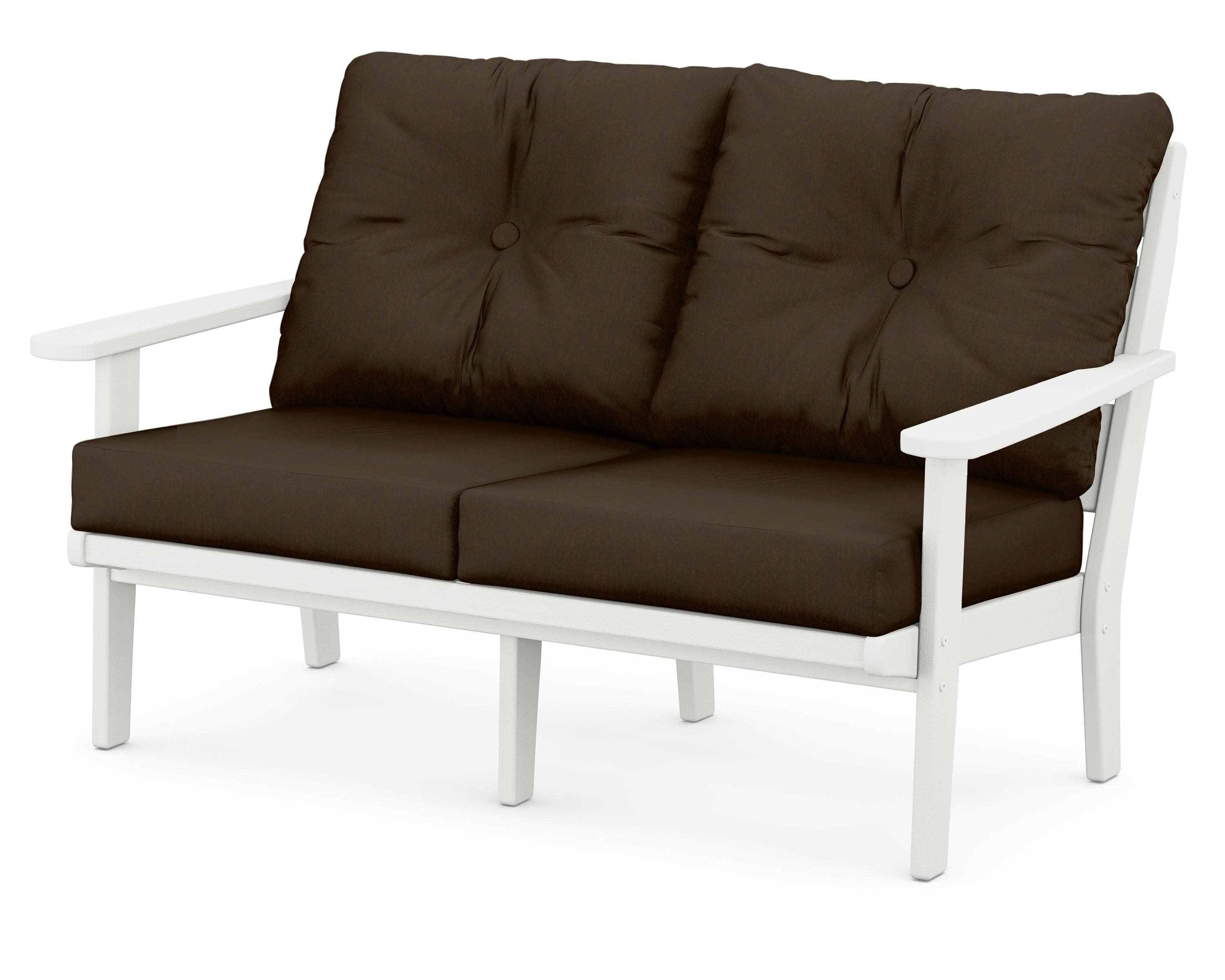 Lakeside Deep Seating Loveseat in Vintage White / Canvas Java