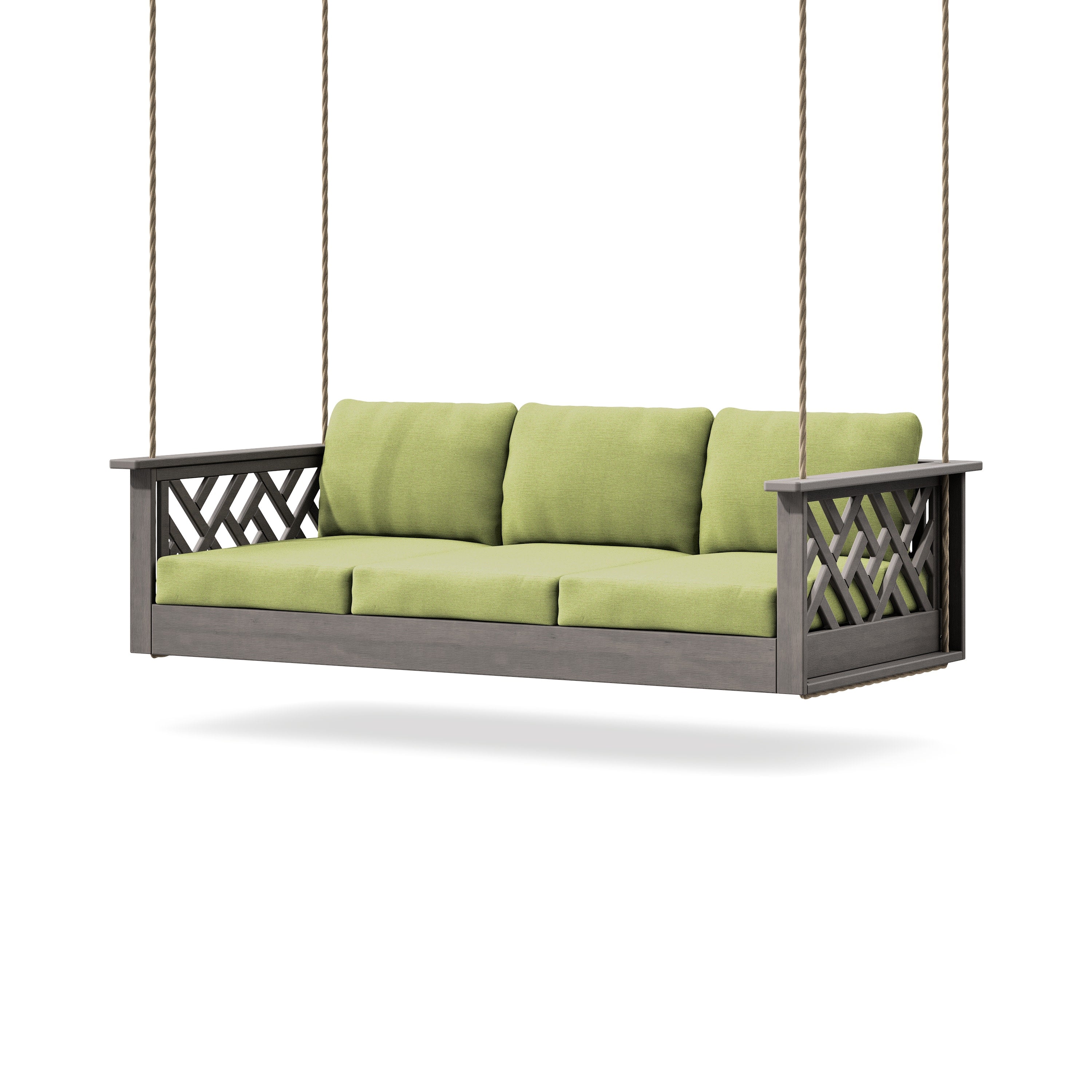 Chippendale Daybed Swing in Driftwood / Chartreuse Boucle