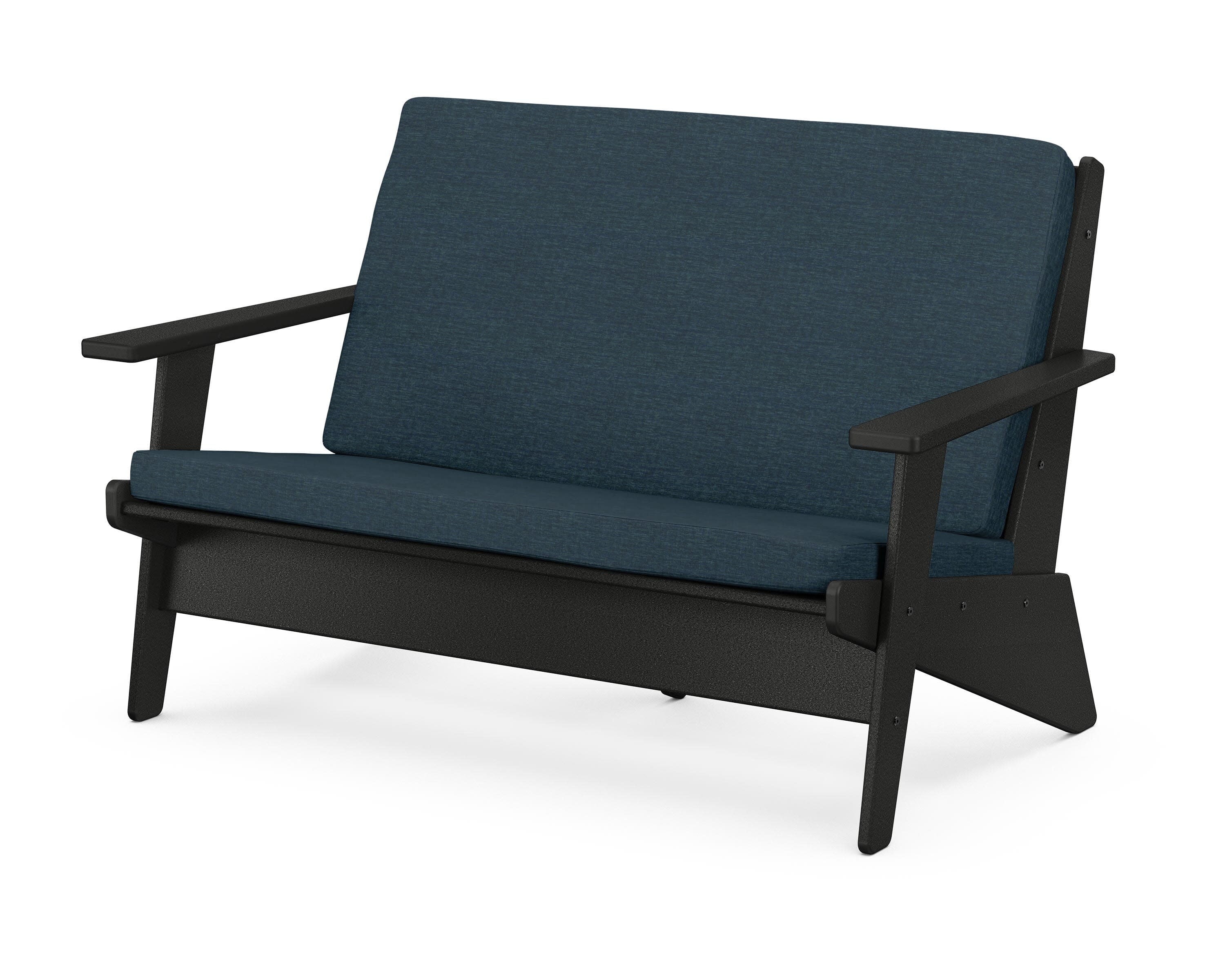 Riviera Modern Lounge Loveseat in Black / Platform Indigo