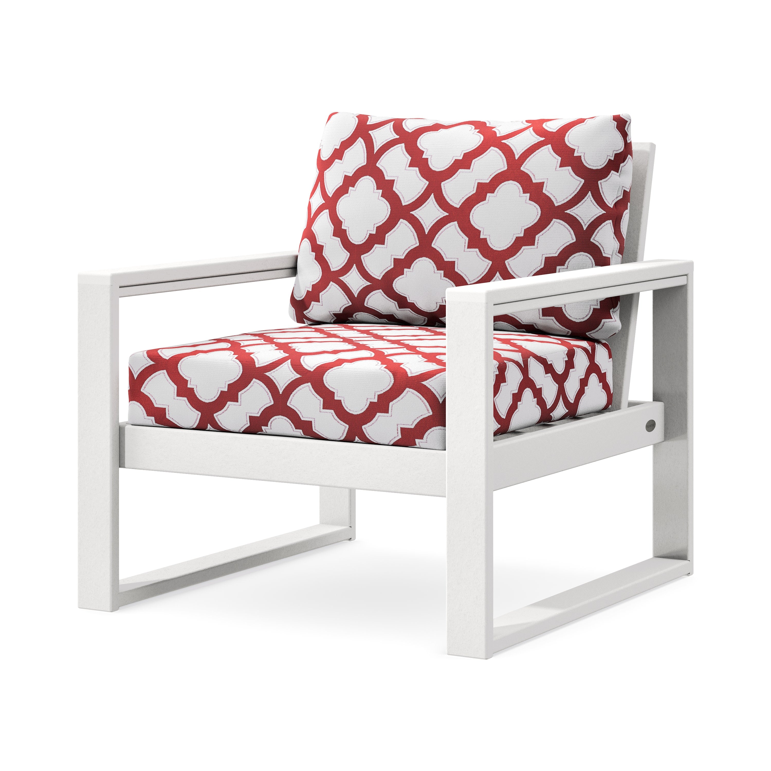 EDGE Club Chair in White / Trellis Crimson