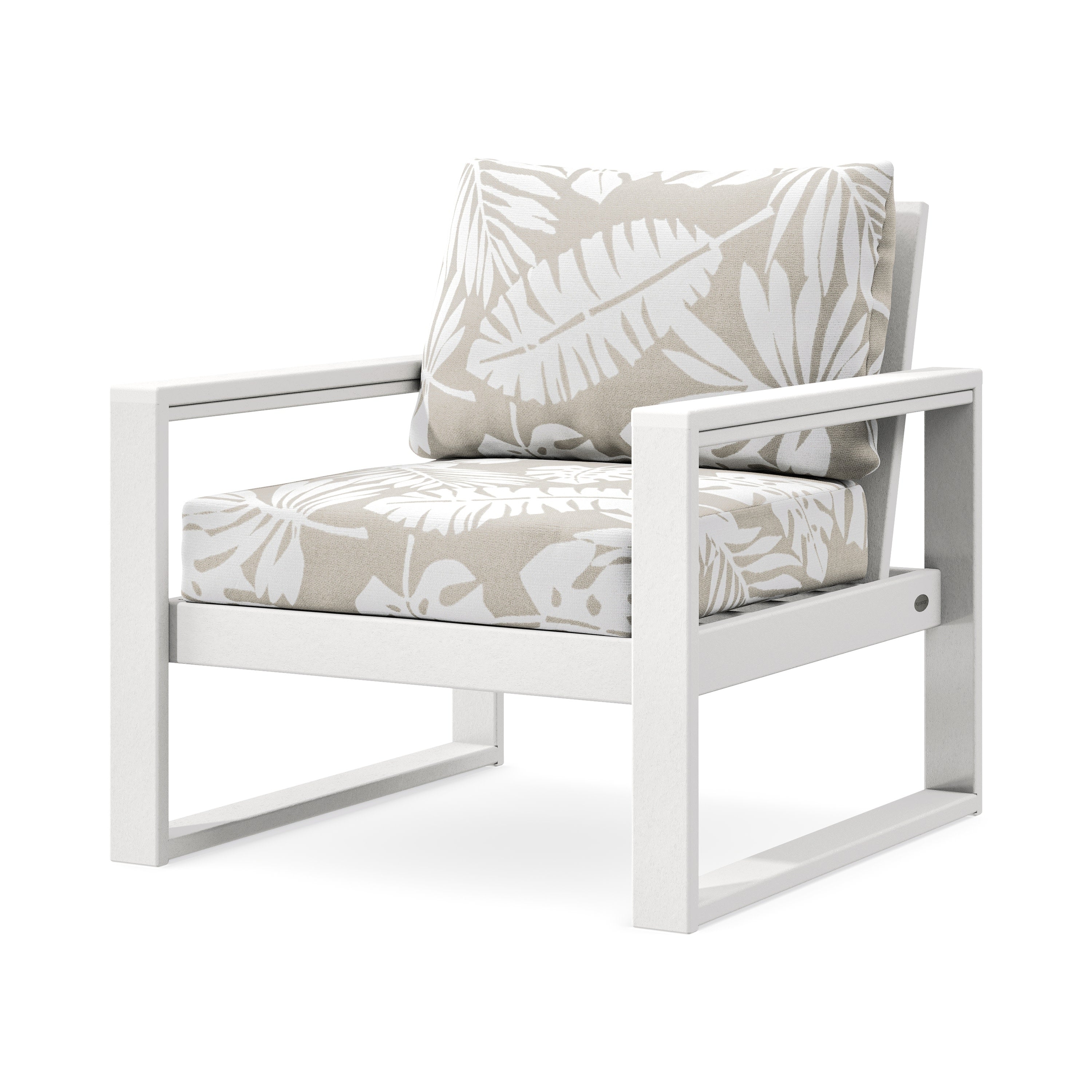 EDGE Club Chair in White / Leaf Dune Burlap