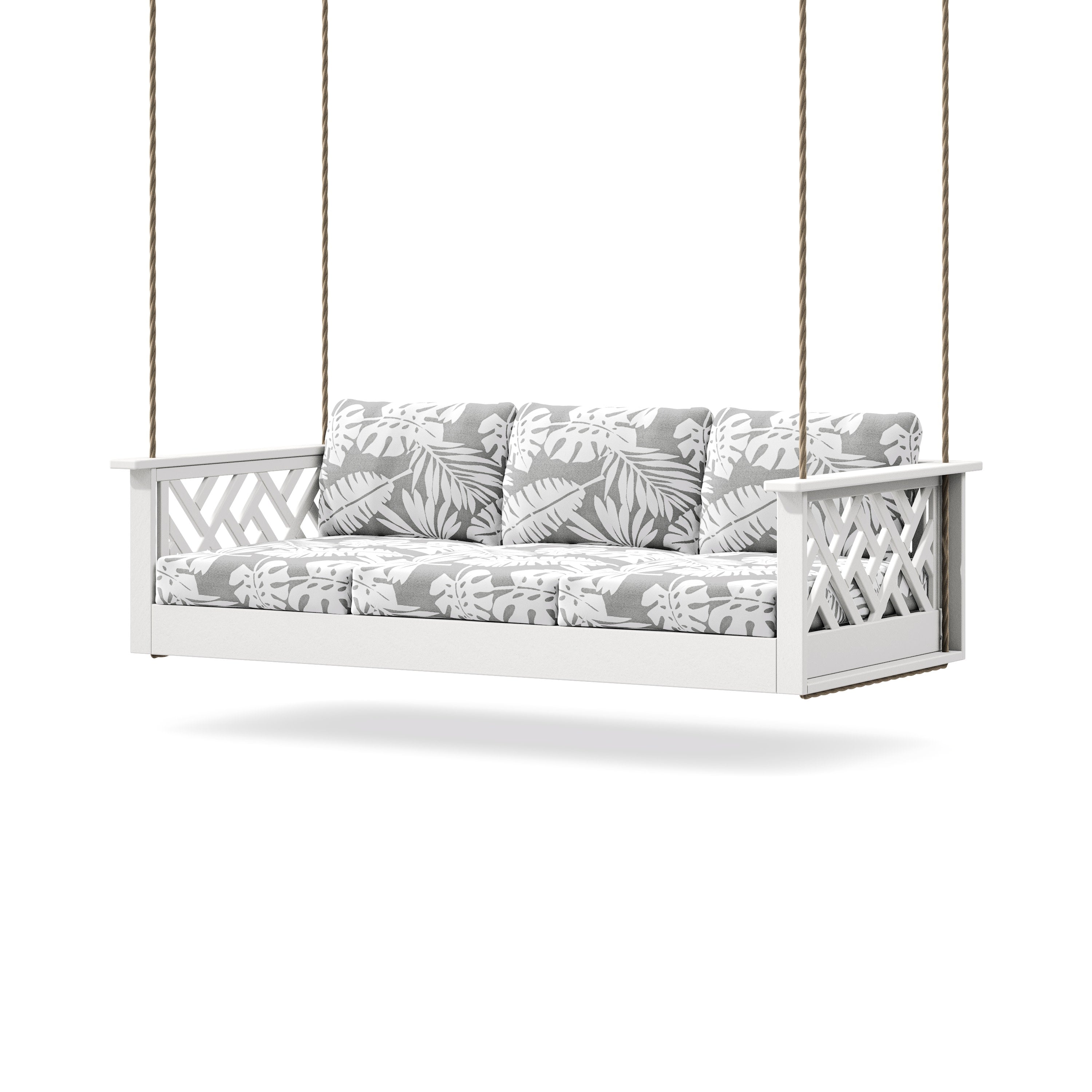 Chippendale Daybed Swing in White / Leaf Grey Mist
