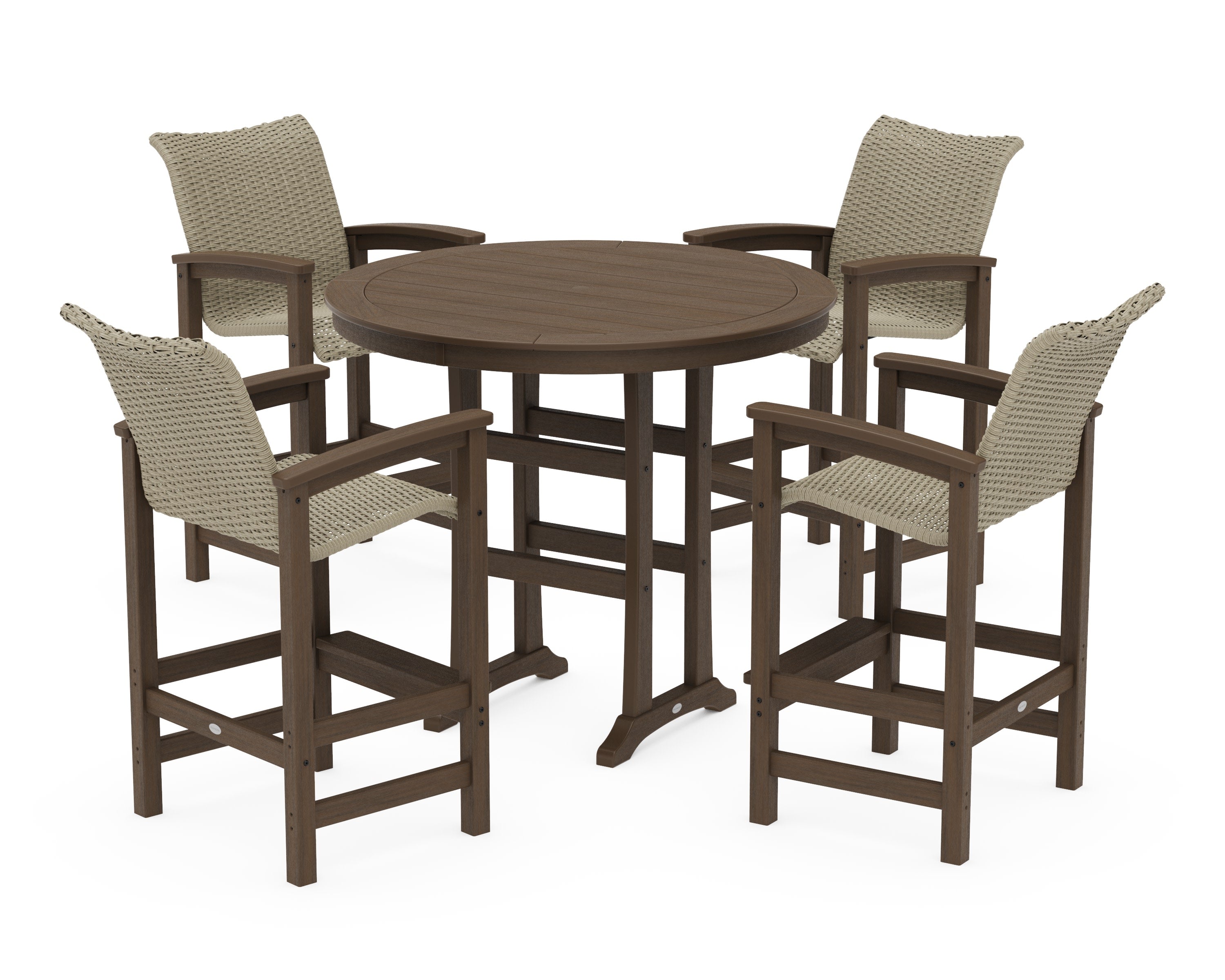 Coastal Woven 5-Piece Round Bar Set in Kona / Dune Grass