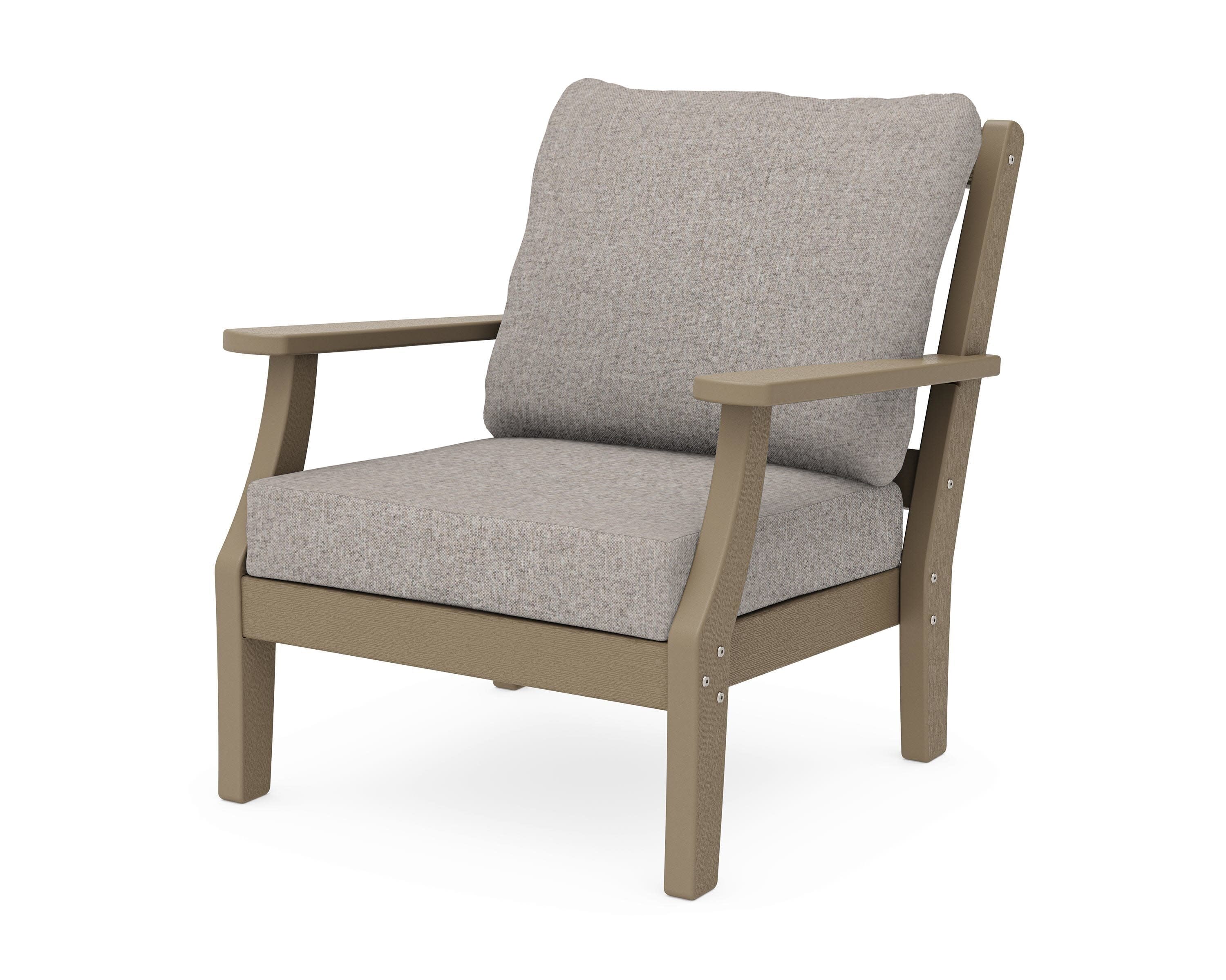 Chinoiserie Deep Seating Chair in Vintage Sahara / Weathered Tweed
