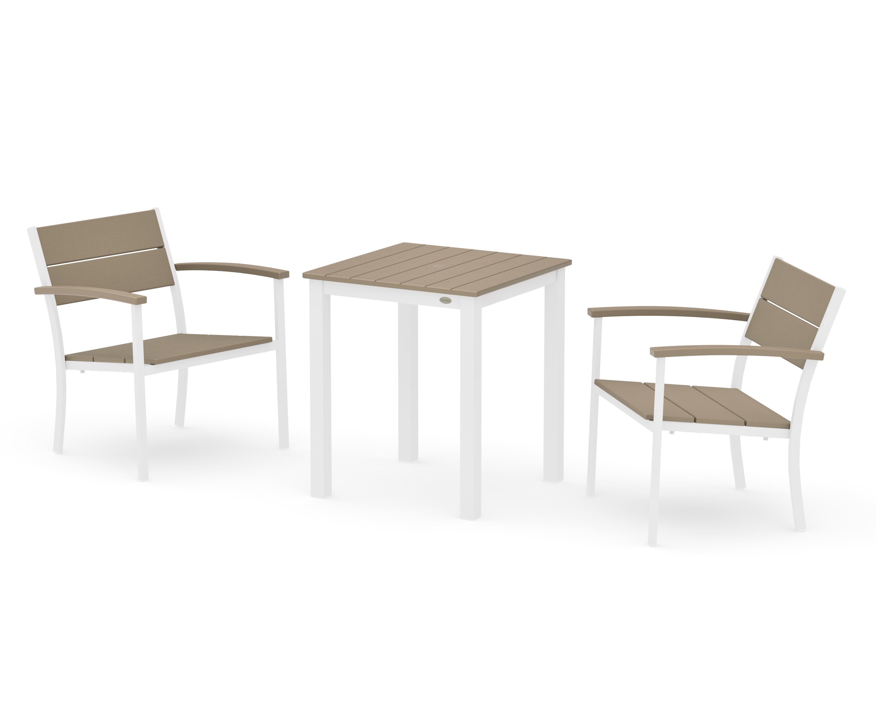 Main Street 3-Piece Square Dining Set in White / Vintage Sahara