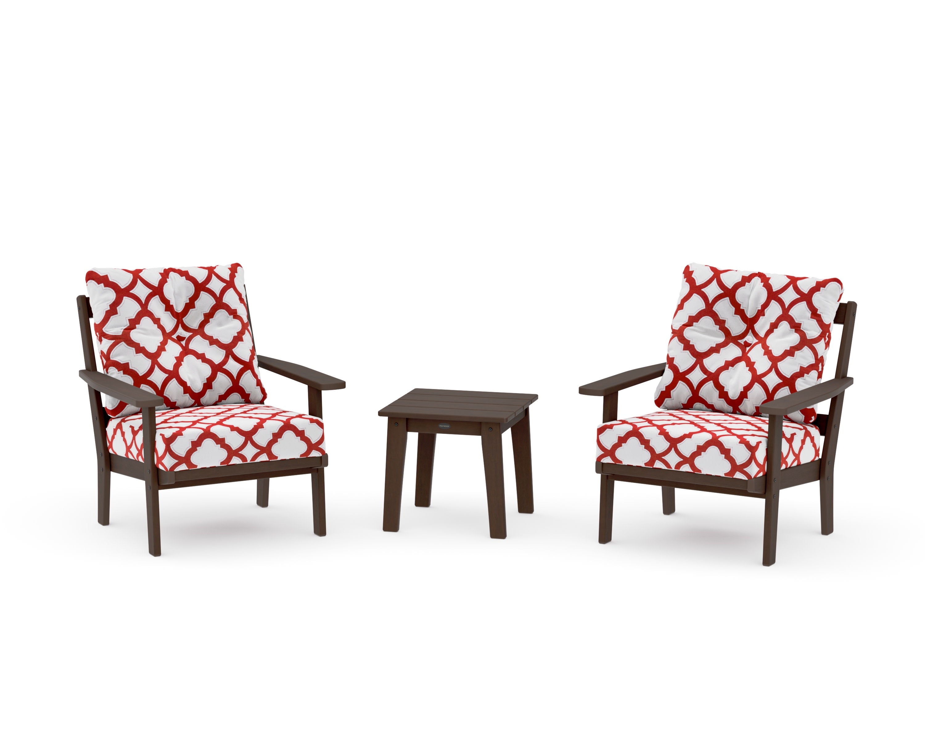 Oxford 3-Piece Deep Seating Set in Kona / Trellis Crimson