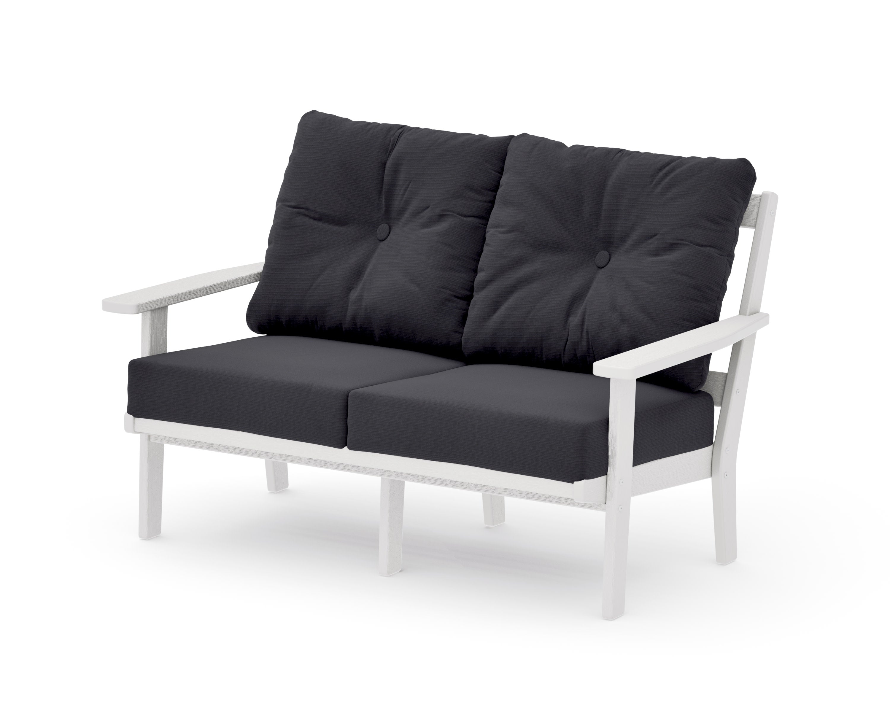 Oxford Deep SeatingLoveseat in Vintage White / Midnight Linen