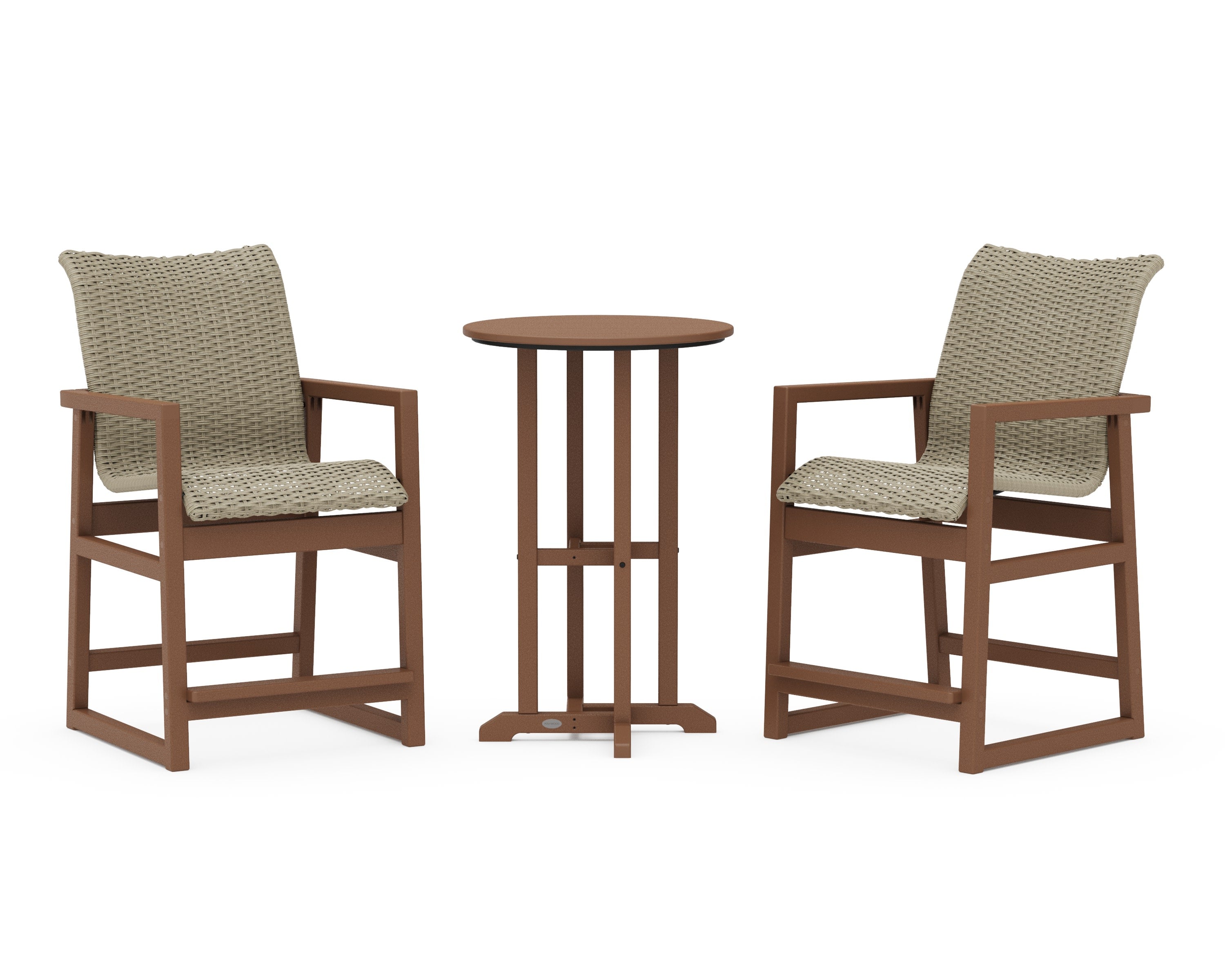 EDGE Woven 3-Piece Farmhouse Counter Set in Teak / Dune Grass