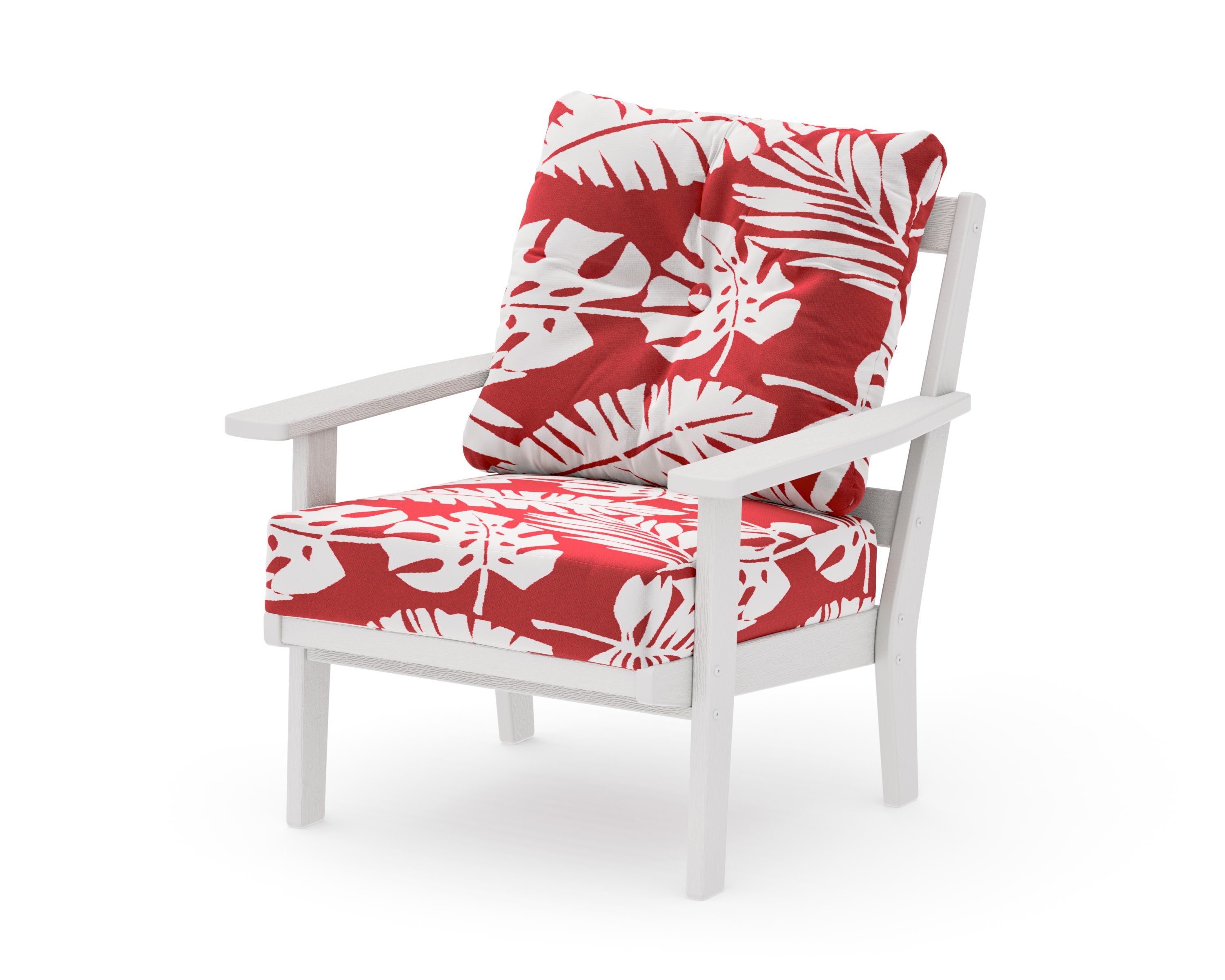Oxford Deep Seating Chair in Vintage White / Leaf Crimson