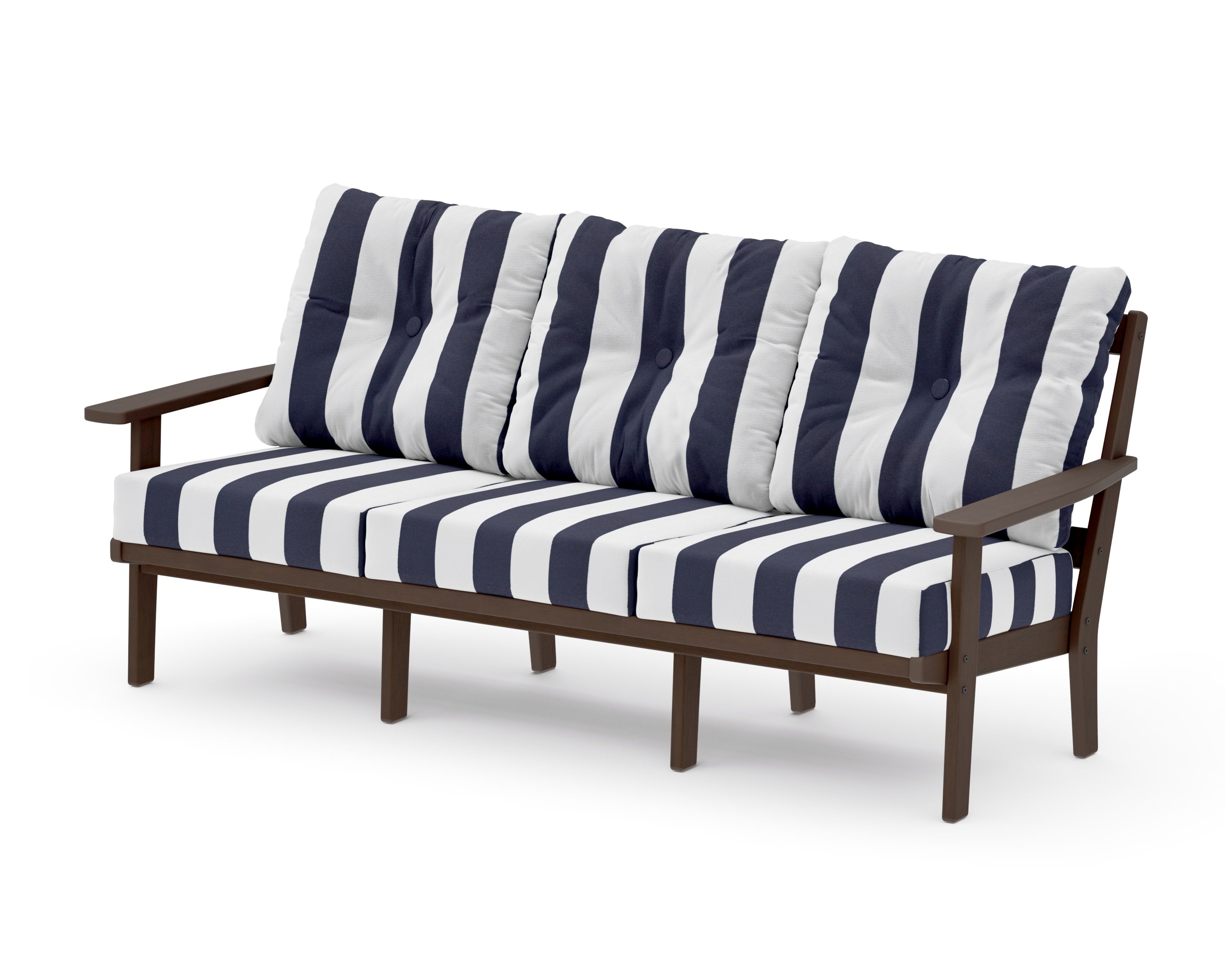 Oxford Deep Seating Sofa in Kona / Cabana Stripe Navy