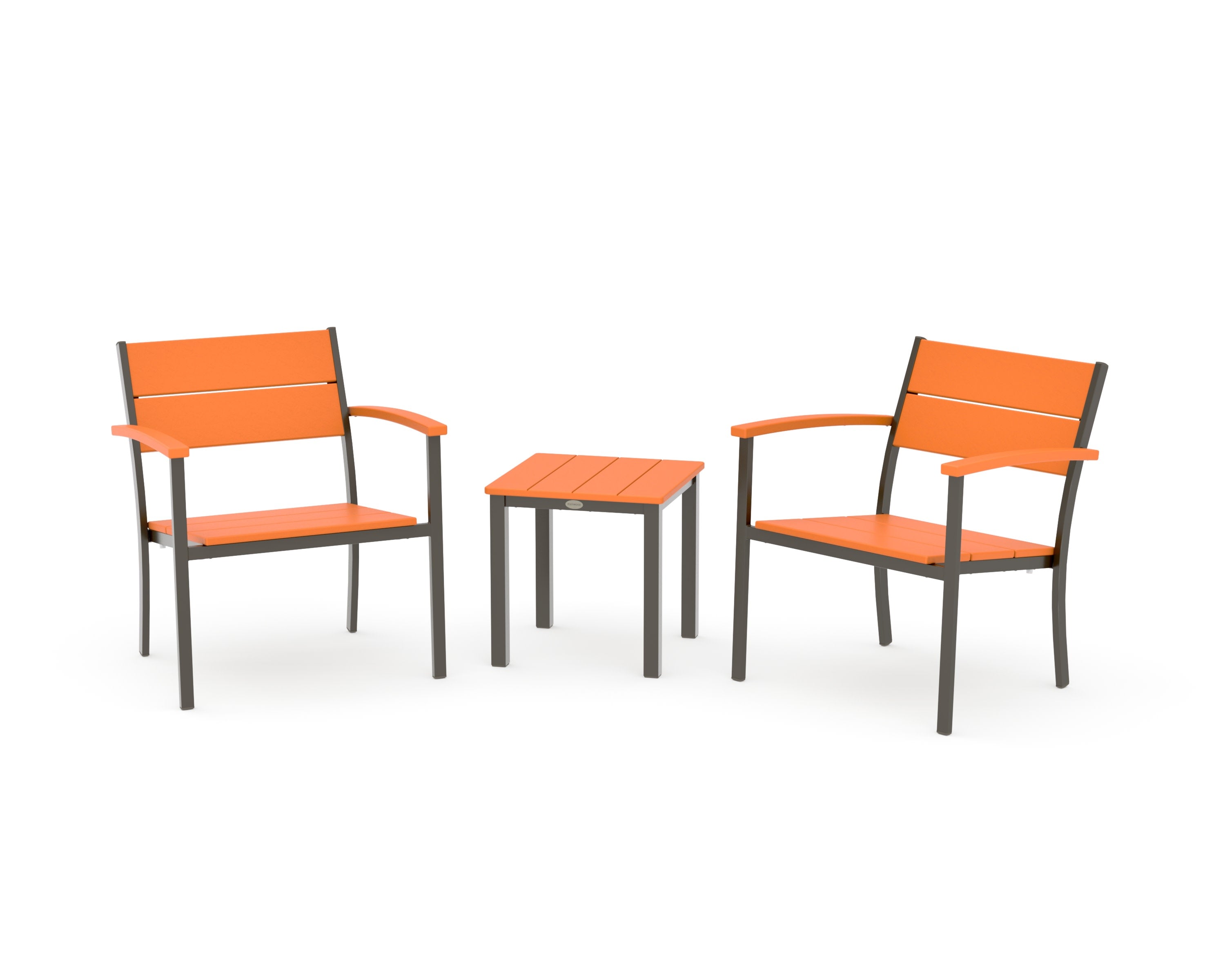 Main Street 3-Piece Lounge Chair Set in Bronze / Tangerine